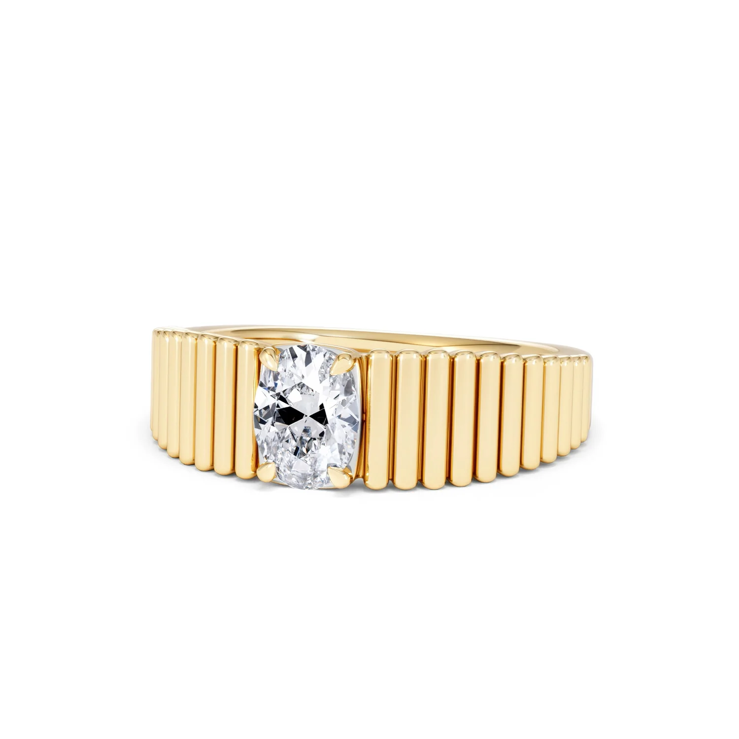 Flute 0.50ct Oval Cut Lab Grown Diamond Solitaire Ring 18K Yellow Gold - Image 85