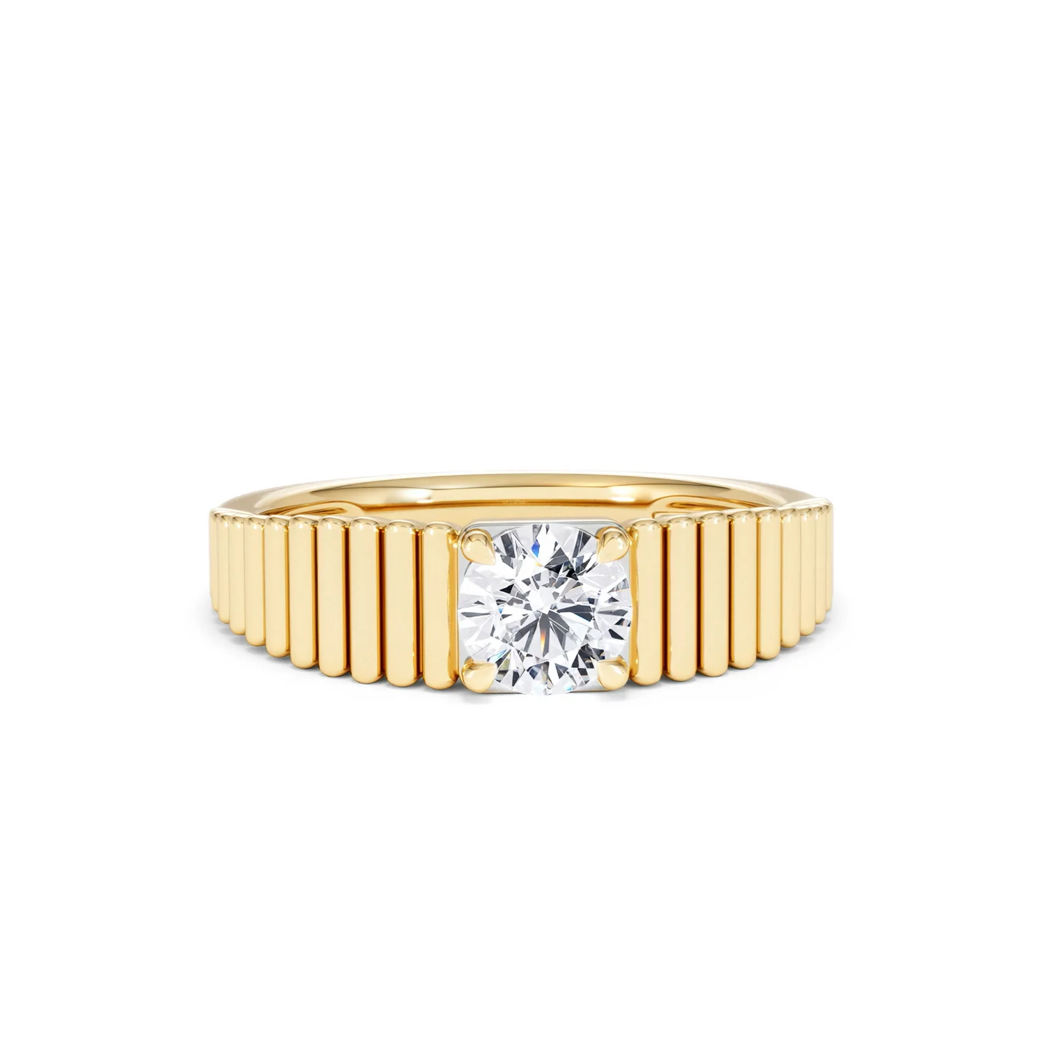 Flute 0.50ct Round Cut Lab Grown Diamond Solitaire Ring 18K Yellow Gold - Image 10