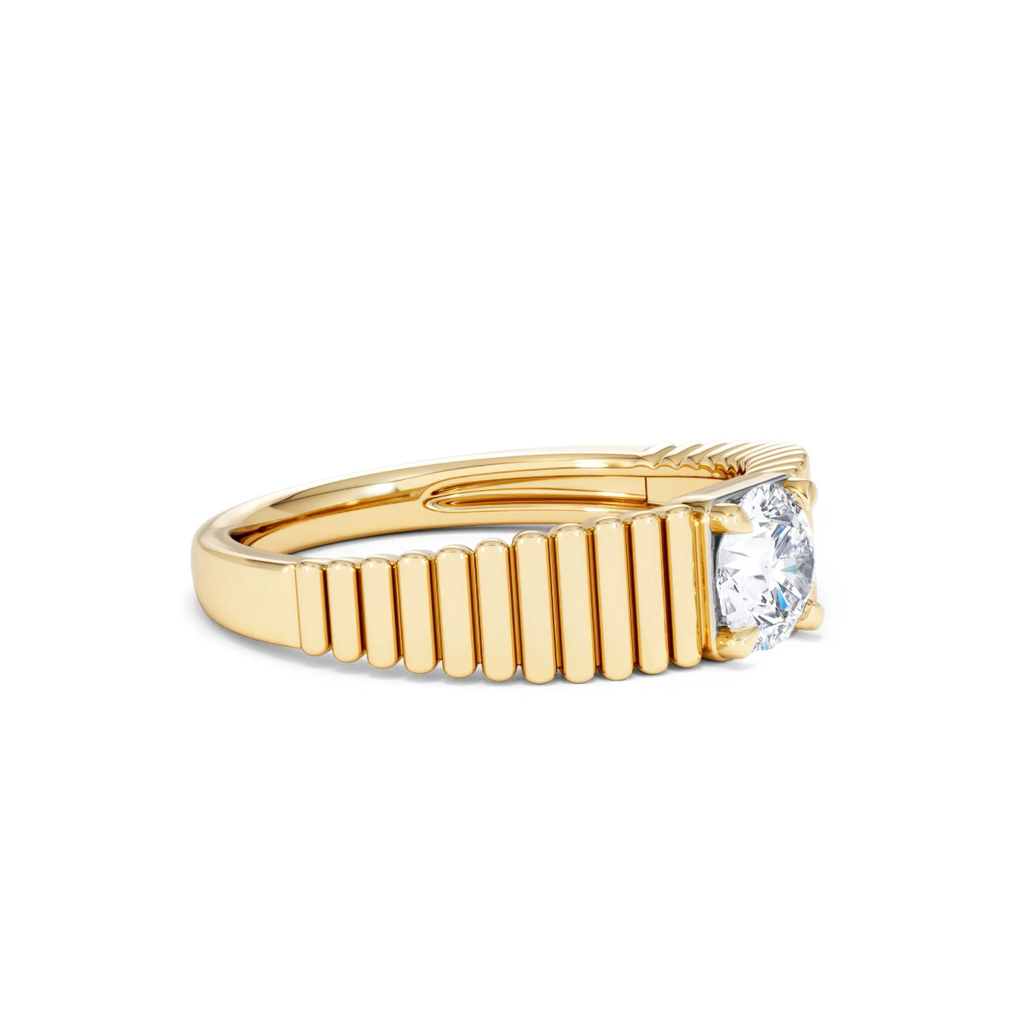 Flute 0.50ct Round Cut Lab Grown Diamond Solitaire Ring 18K Yellow Gold - Image 21