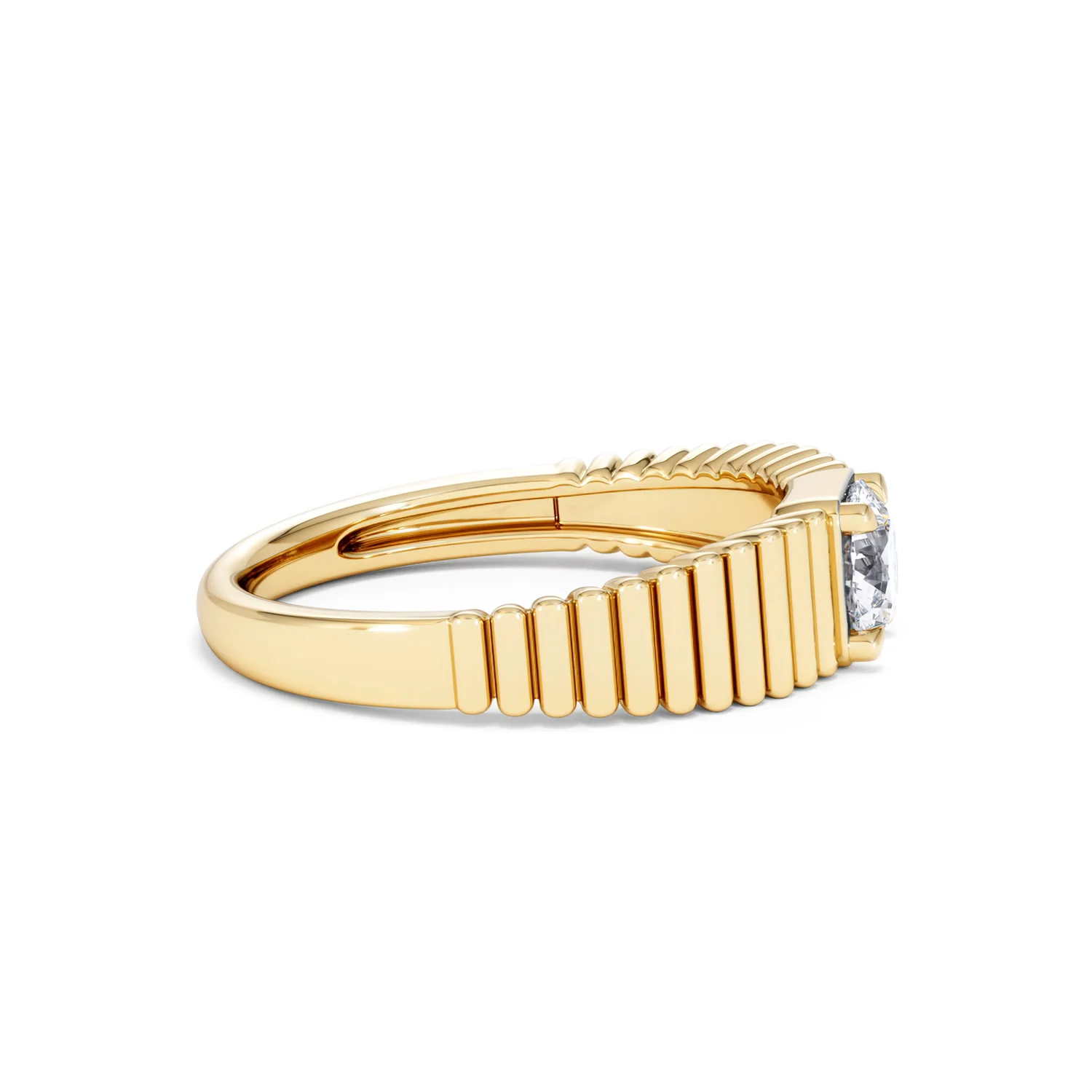 Flute 0.50ct Round Cut Lab Grown Diamond Solitaire Ring 18K Yellow Gold - Image 27