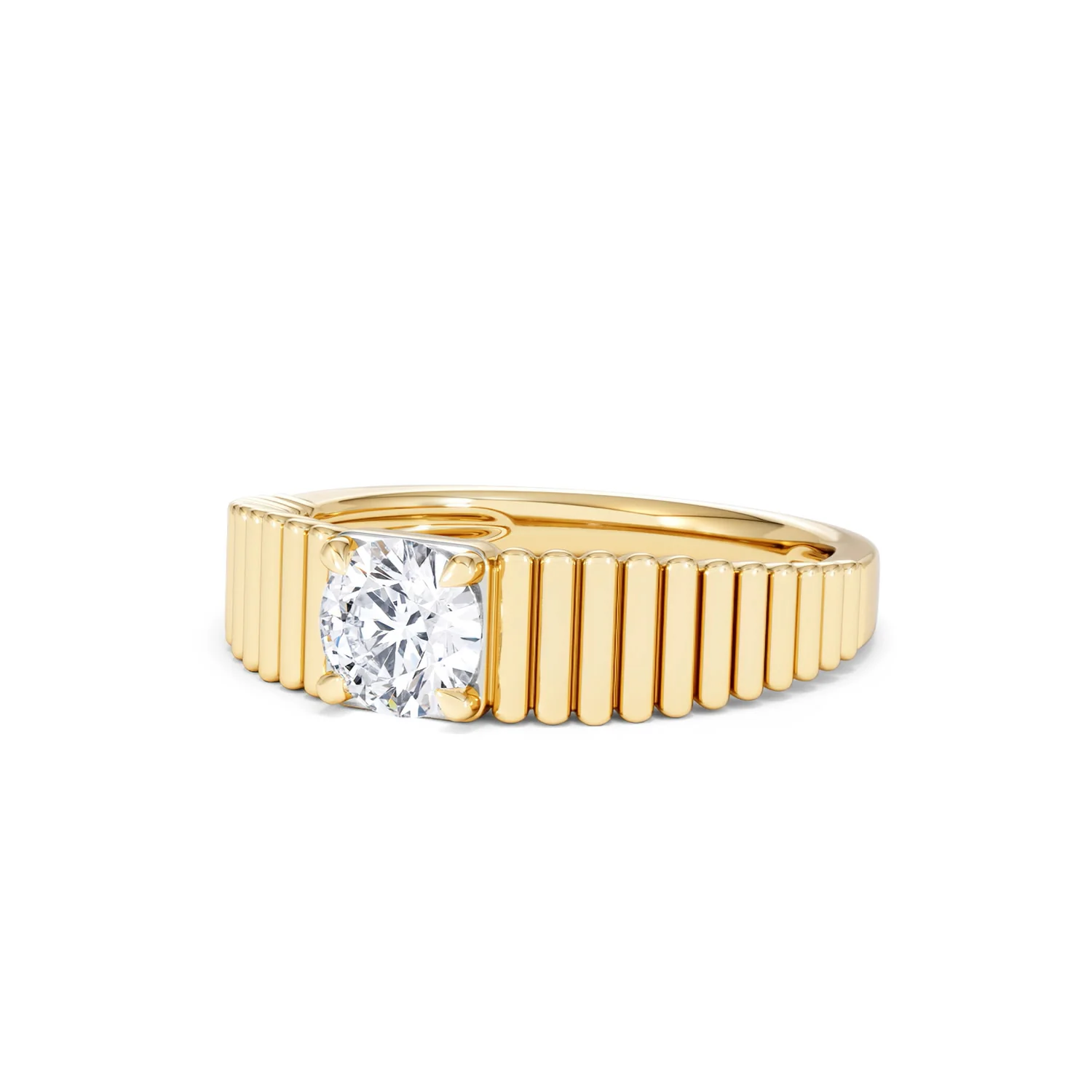 Flute 0.50ct Round Cut Lab Grown Diamond Solitaire Ring 18K Yellow Gold - Image 83