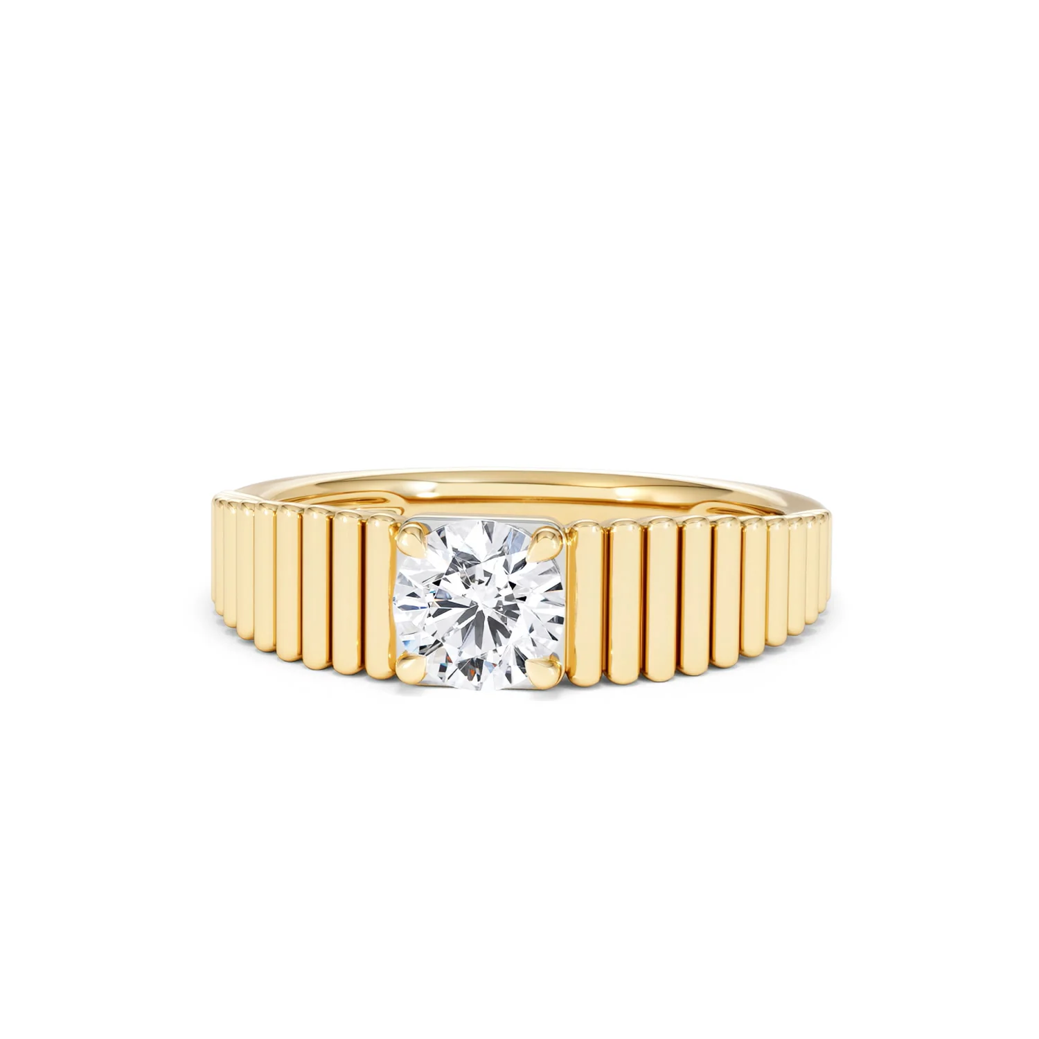 Flute 0.50ct Round Cut Lab Grown Diamond Solitaire Ring 18K Yellow Gold - Image 87