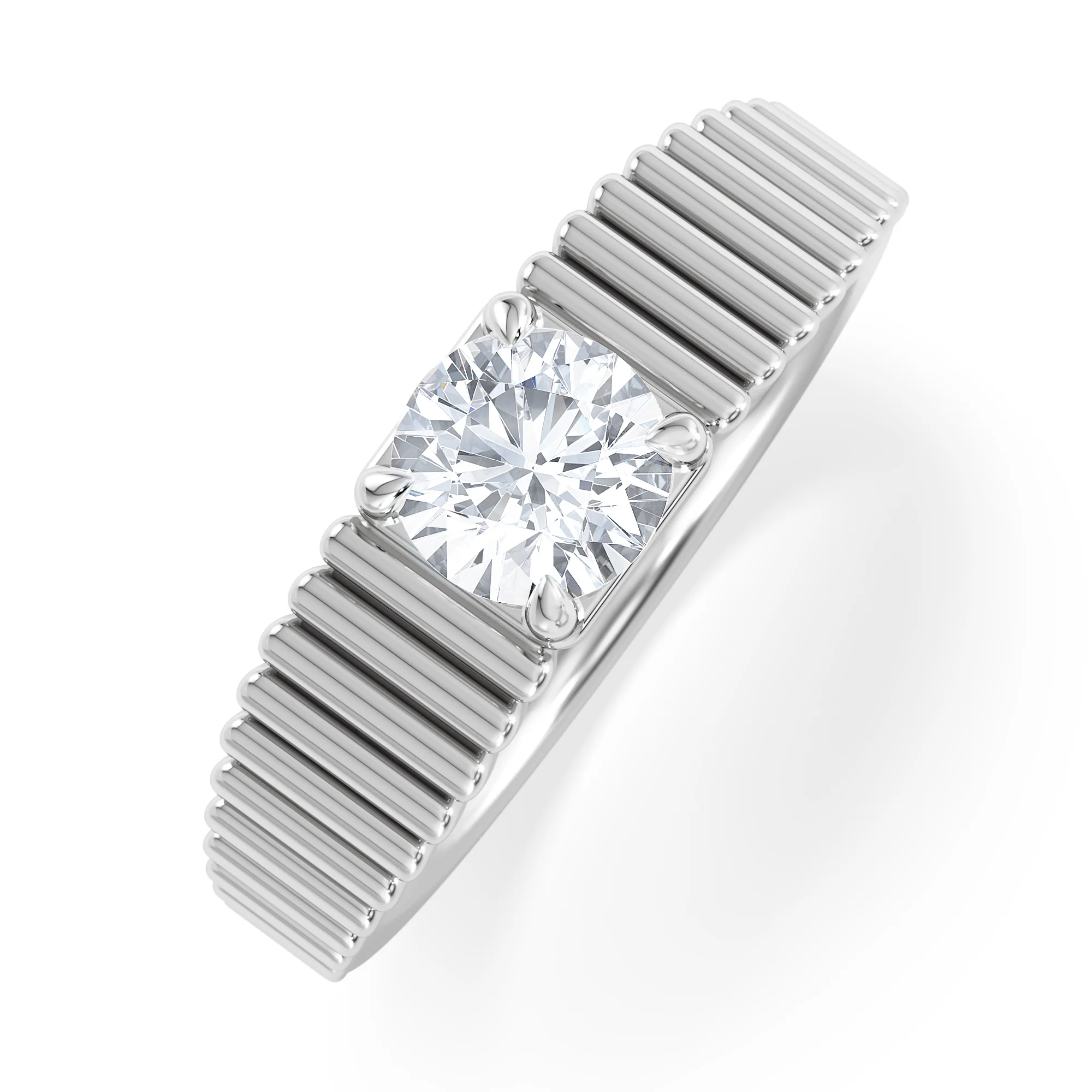 Flute 0.50ct Round Cut Lab Grown Diamond Solitaire Ring in Platinum