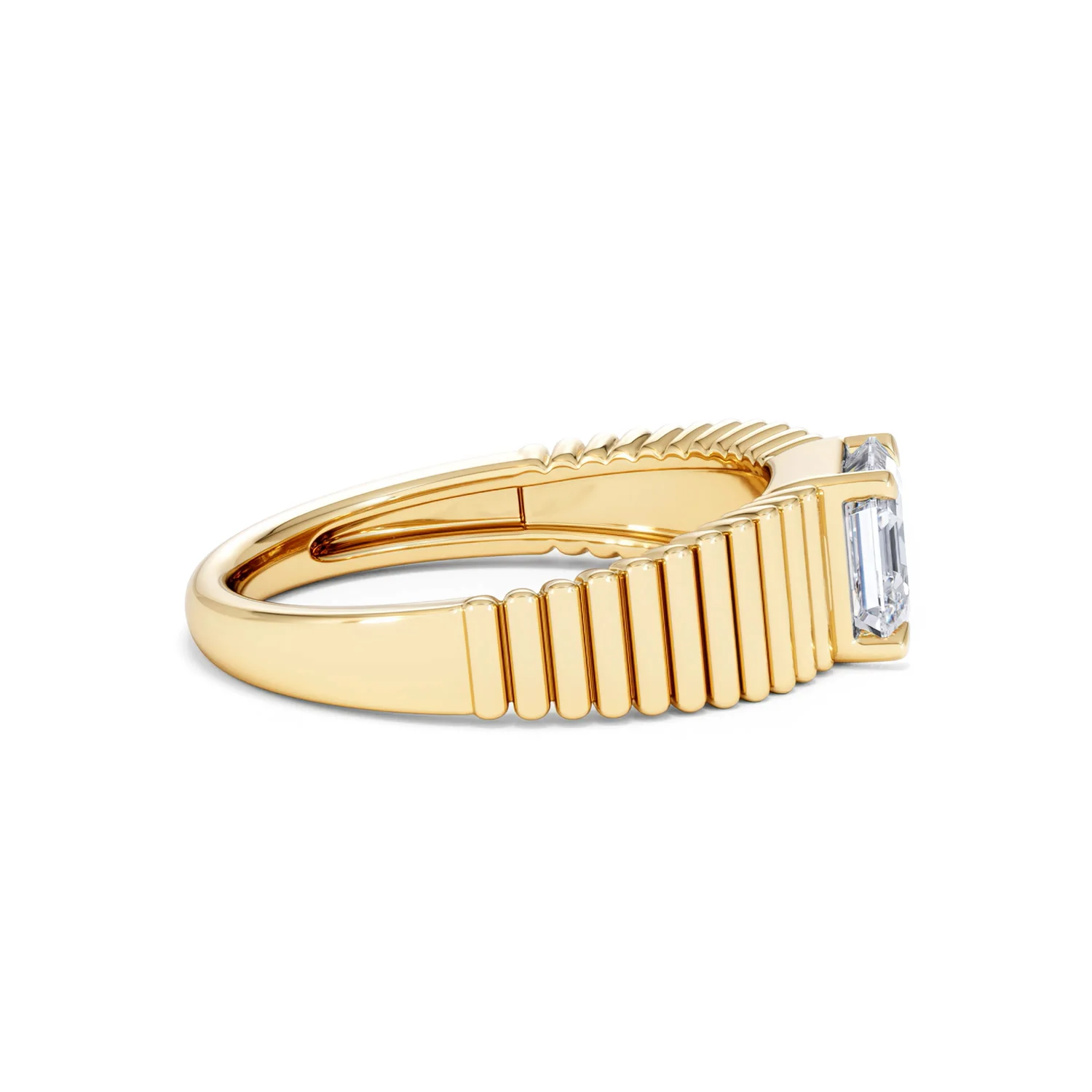 Flute 1.00ct Assher Cut Lab Grown Diamond Solitaire Ring 18K Yellow Gold - Image 28