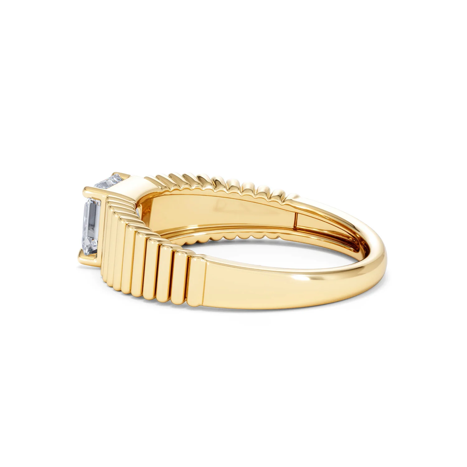 Flute 1.00ct Assher Cut Lab Grown Diamond Solitaire Ring 18K Yellow Gold - Image 64