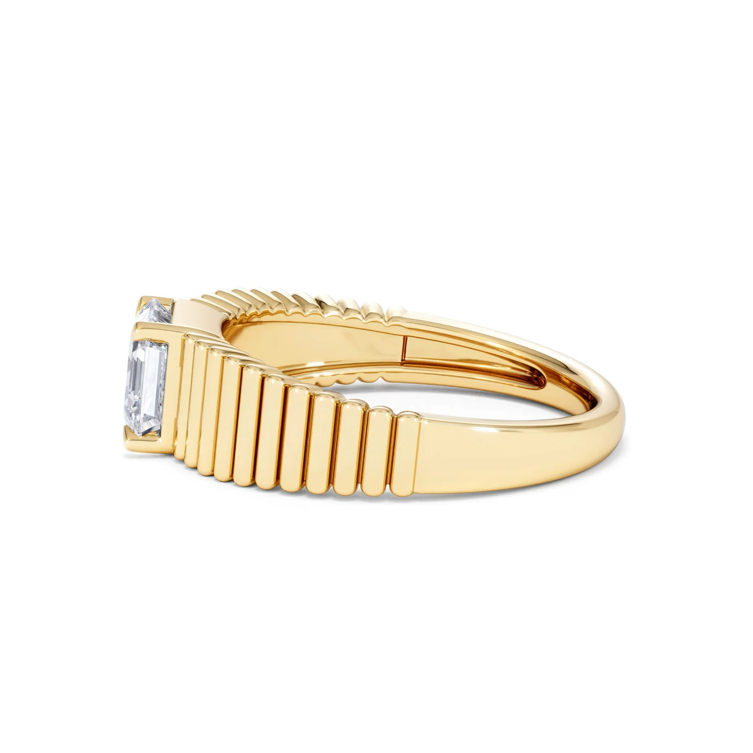 Flute 1.00ct Assher Cut Lab Grown Diamond Solitaire Ring 18K Yellow Gold - Image 69