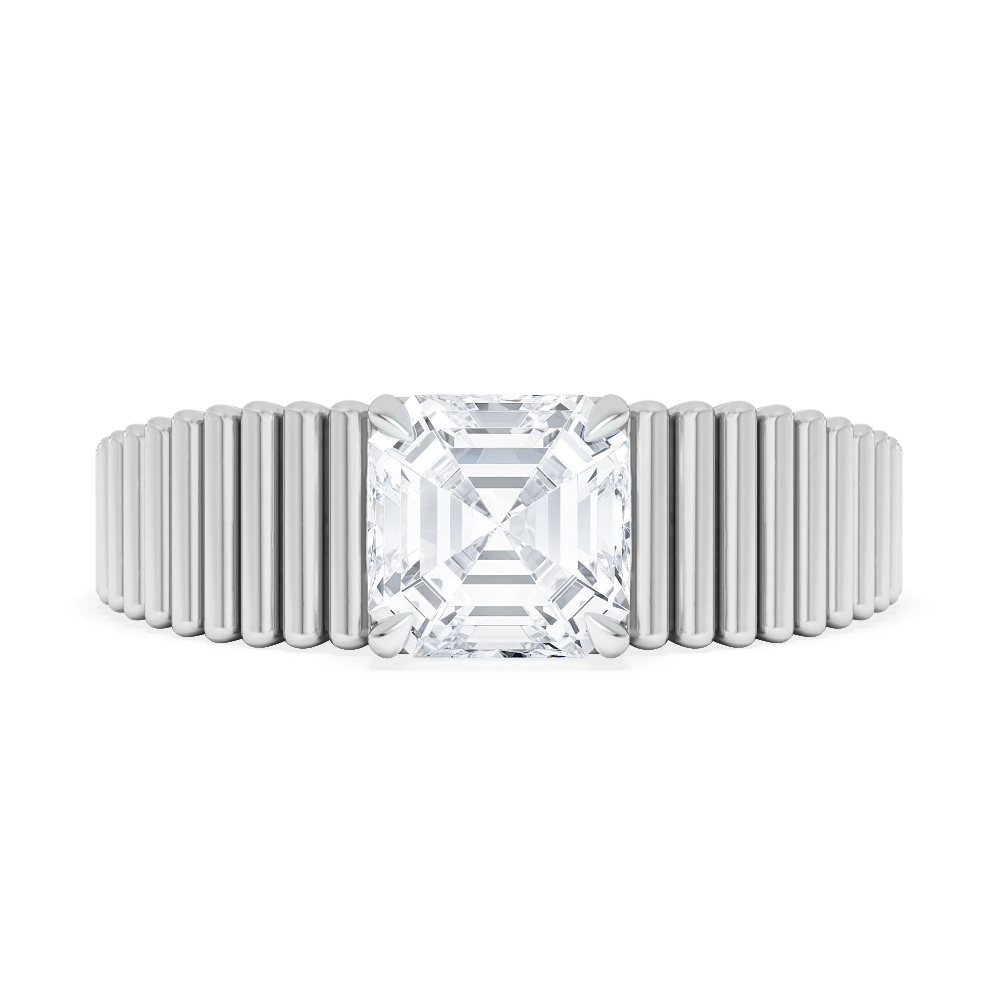 Flute 1.00ct Assher Cut Lab Grown Diamond Solitaire Ring in Platinum - Image 7