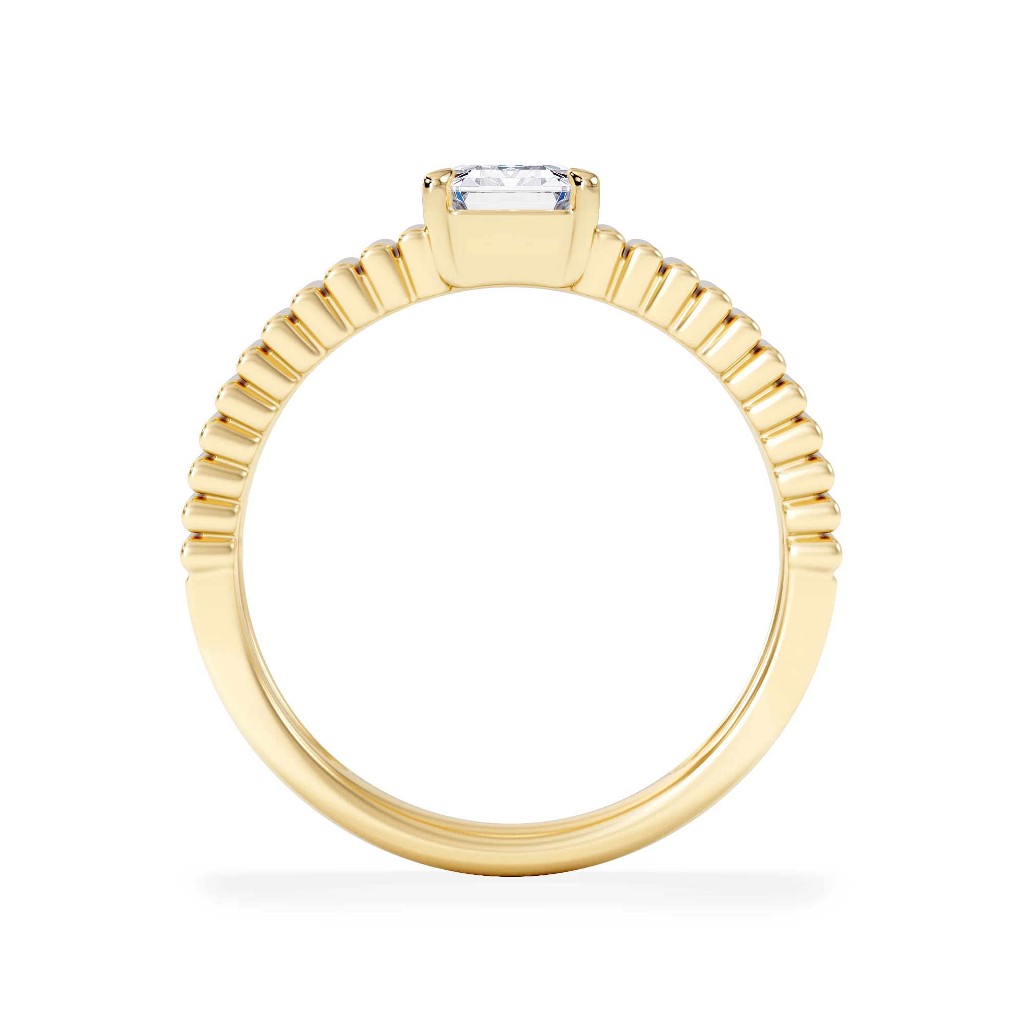Flute 1.00ct Emerald Cut Lab Grown Diamond Solitaire Ring 18K Yellow Gold - Image 3