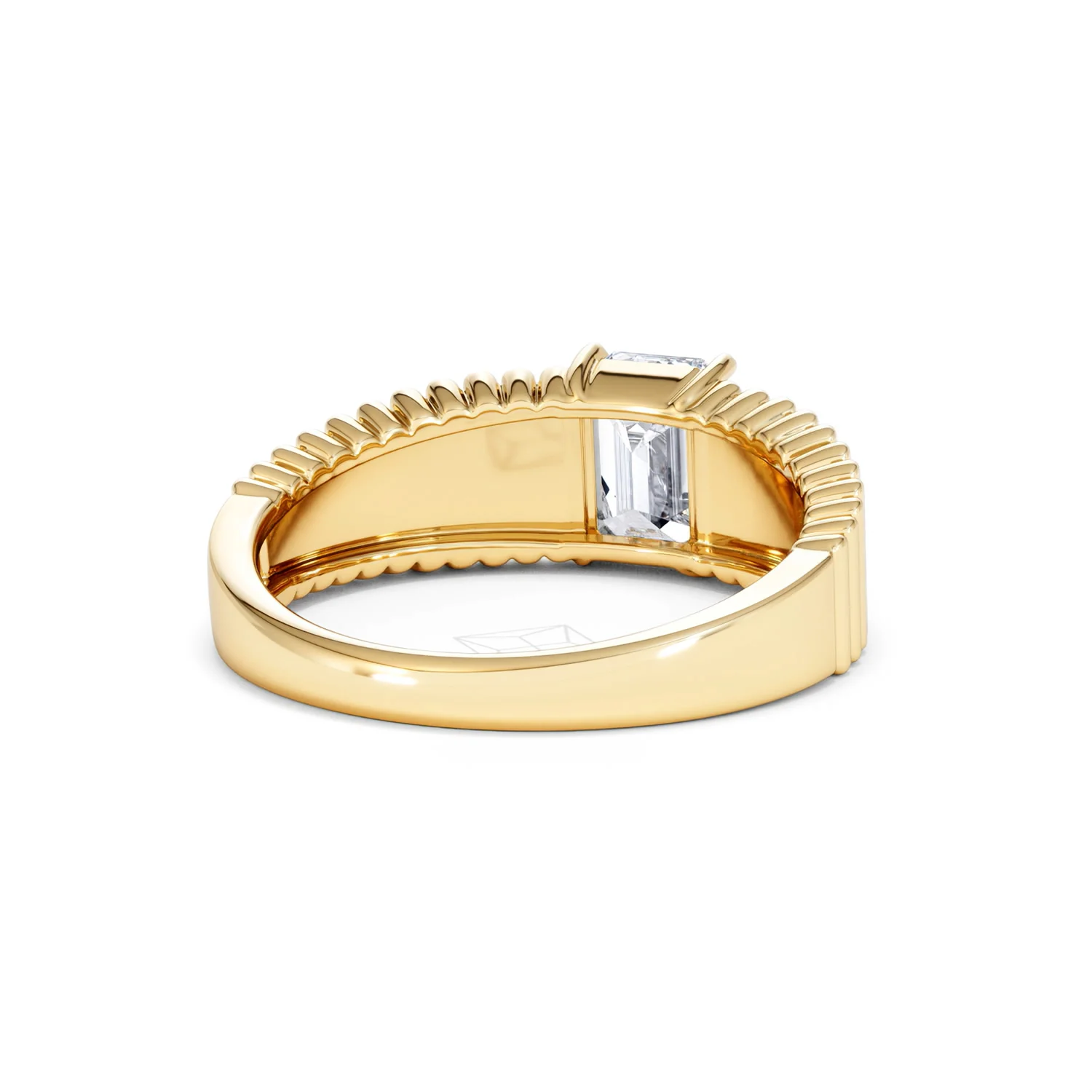 Flute 1.00ct Emerald Cut Lab Grown Diamond Solitaire Ring 18K Yellow Gold - Image 44