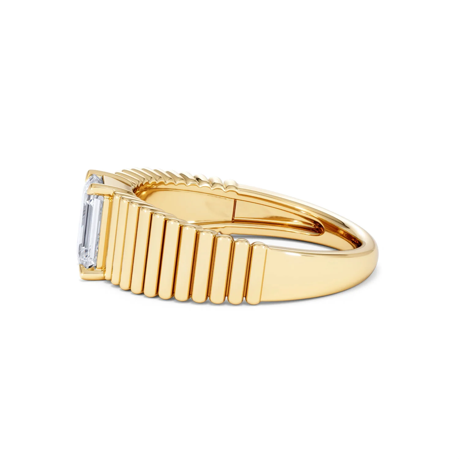 Flute 1.00ct Emerald Cut Lab Grown Diamond Solitaire Ring 18K Yellow Gold - Image 70