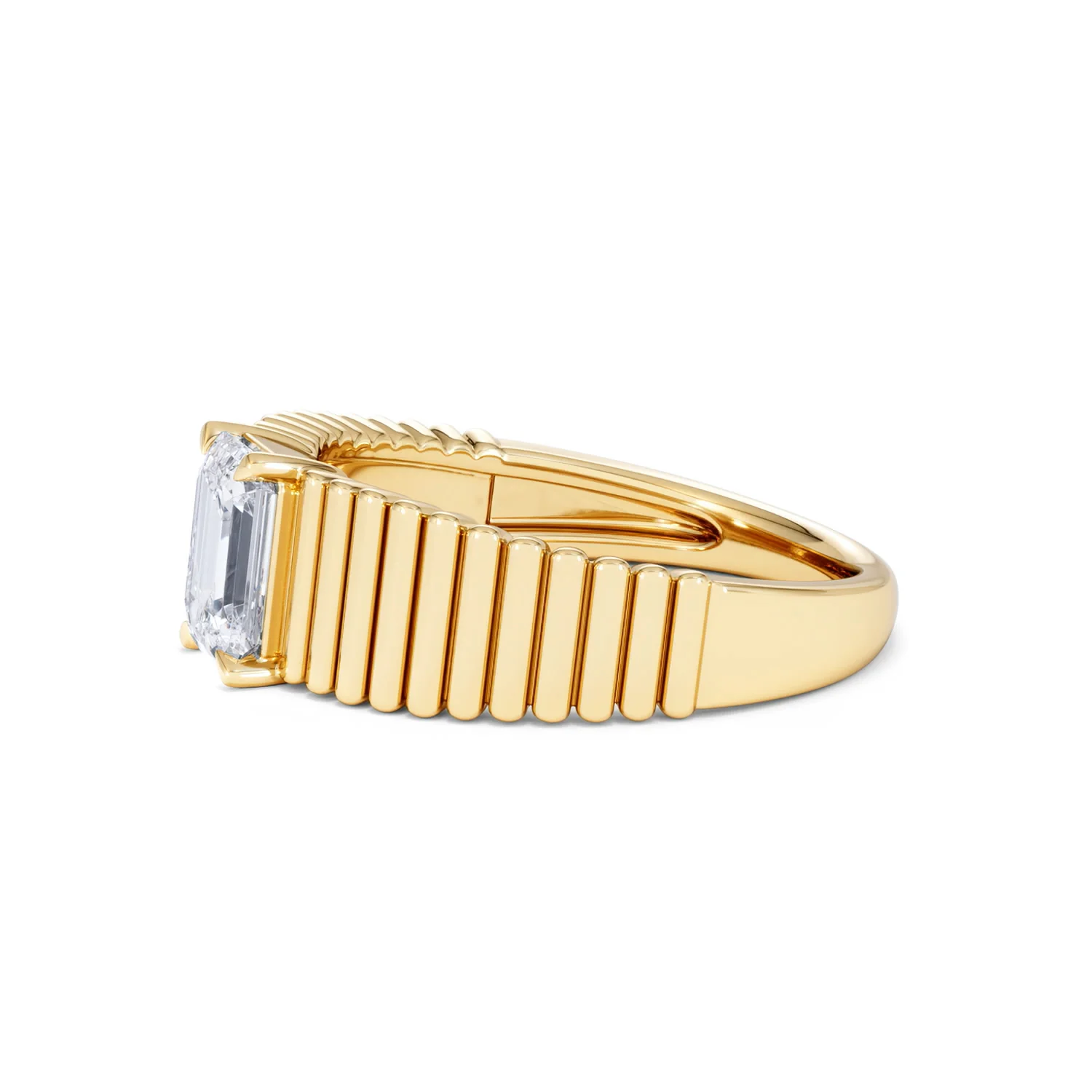 Flute 1.00ct Emerald Cut Lab Grown Diamond Solitaire Ring 18K Yellow Gold - Image 73