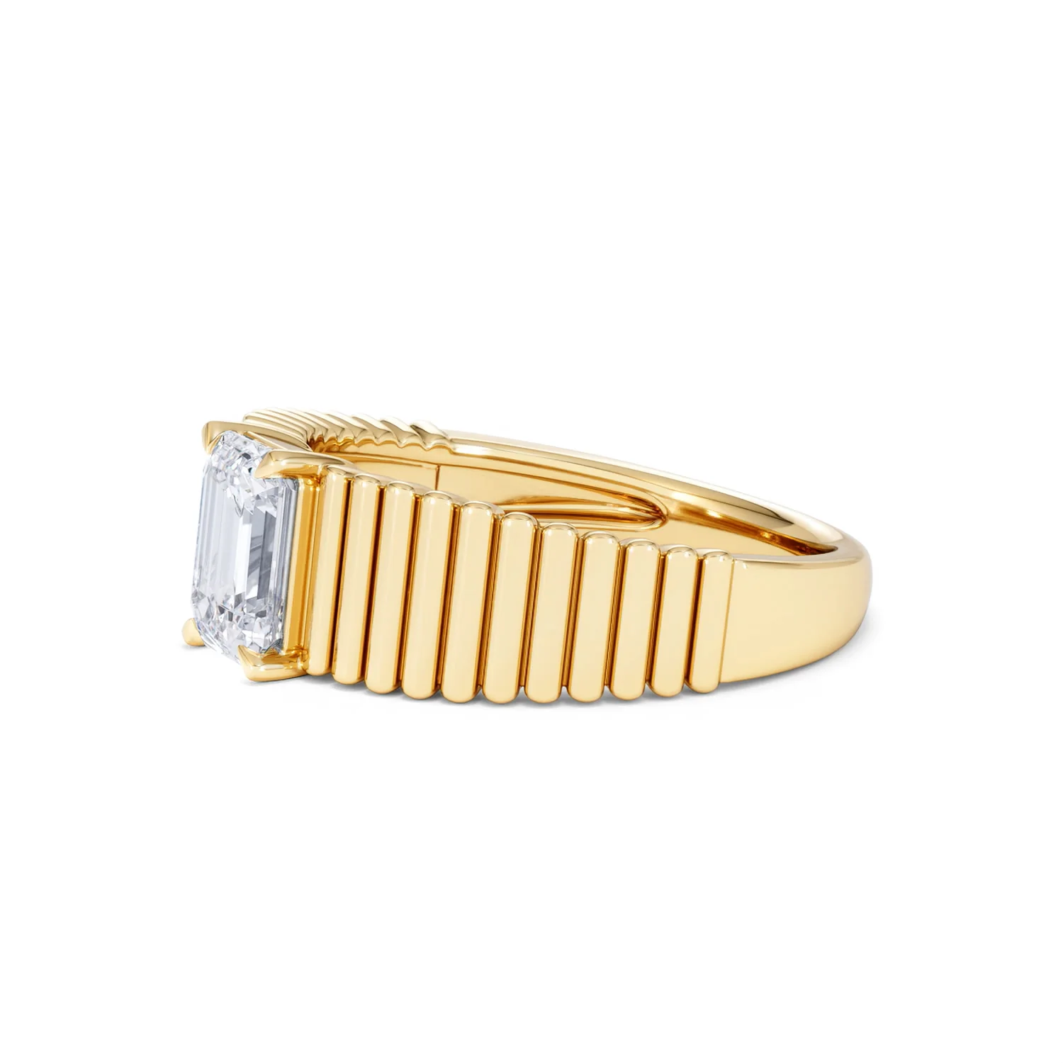 Flute 1.00ct Emerald Cut Lab Grown Diamond Solitaire Ring 18K Yellow Gold - Image 75