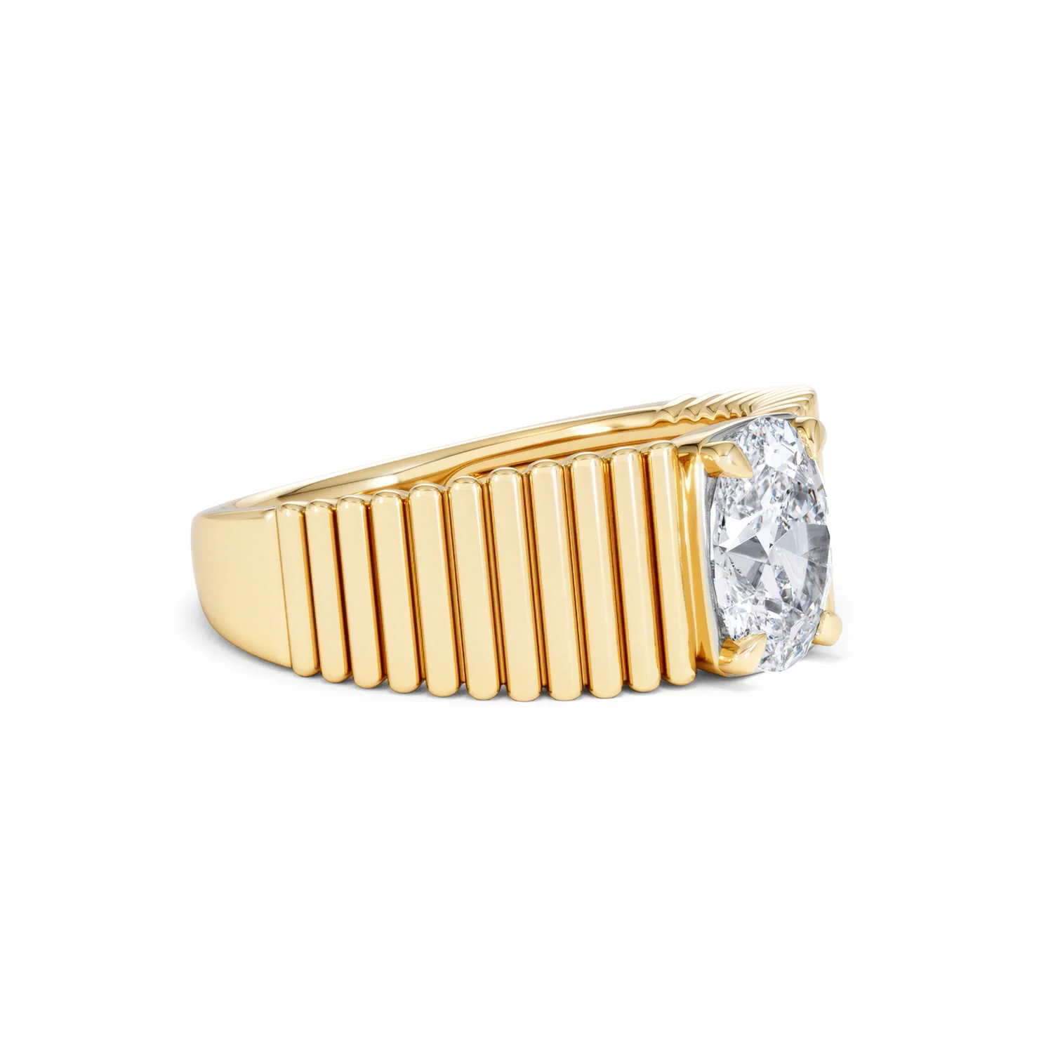 Flute 1.00ct Oval Cut Lab Grown Diamond Solitaire Ring 18K Yellow Gold - Image 19