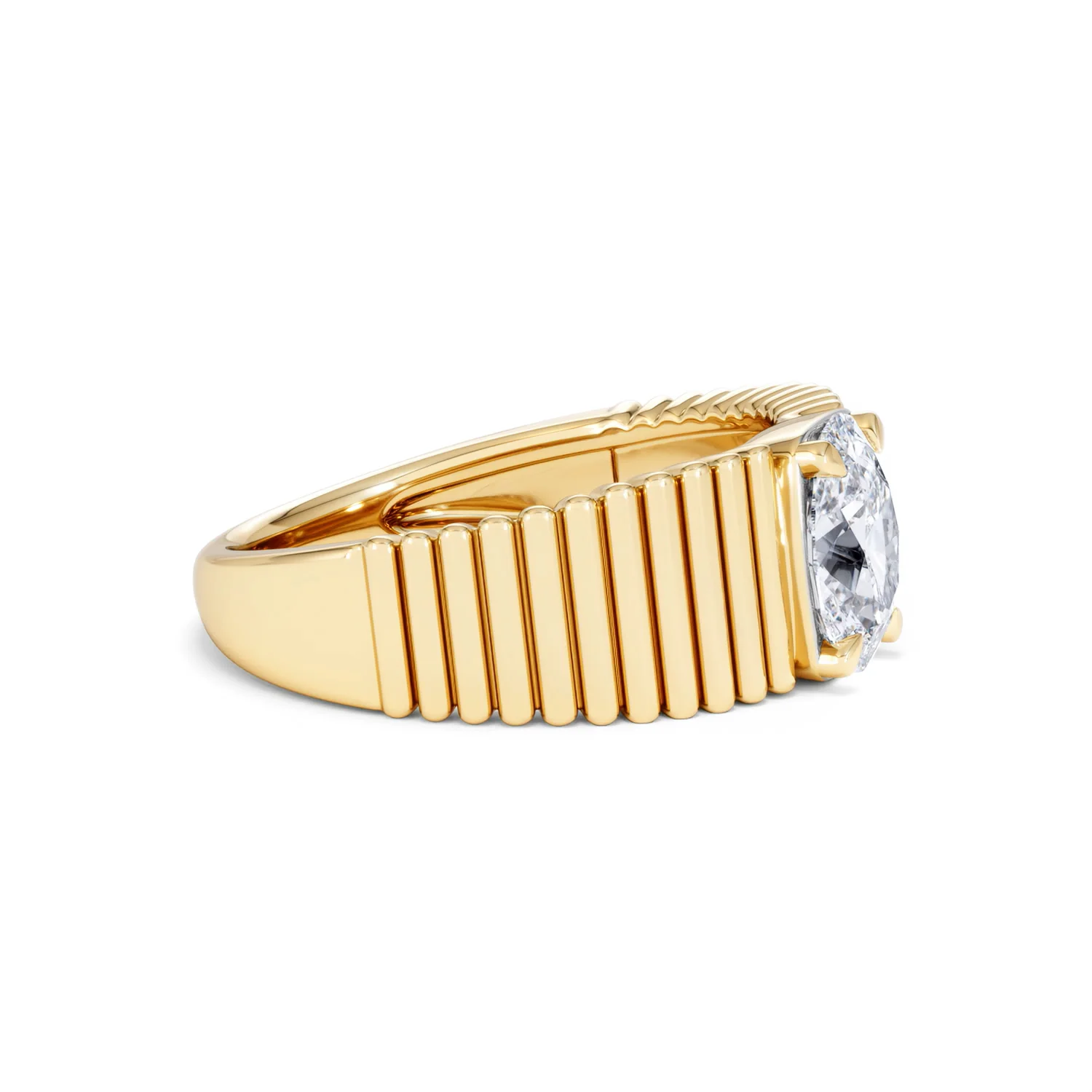 Flute 1.00ct Oval Cut Lab Grown Diamond Solitaire Ring 18K Yellow Gold - Image 23