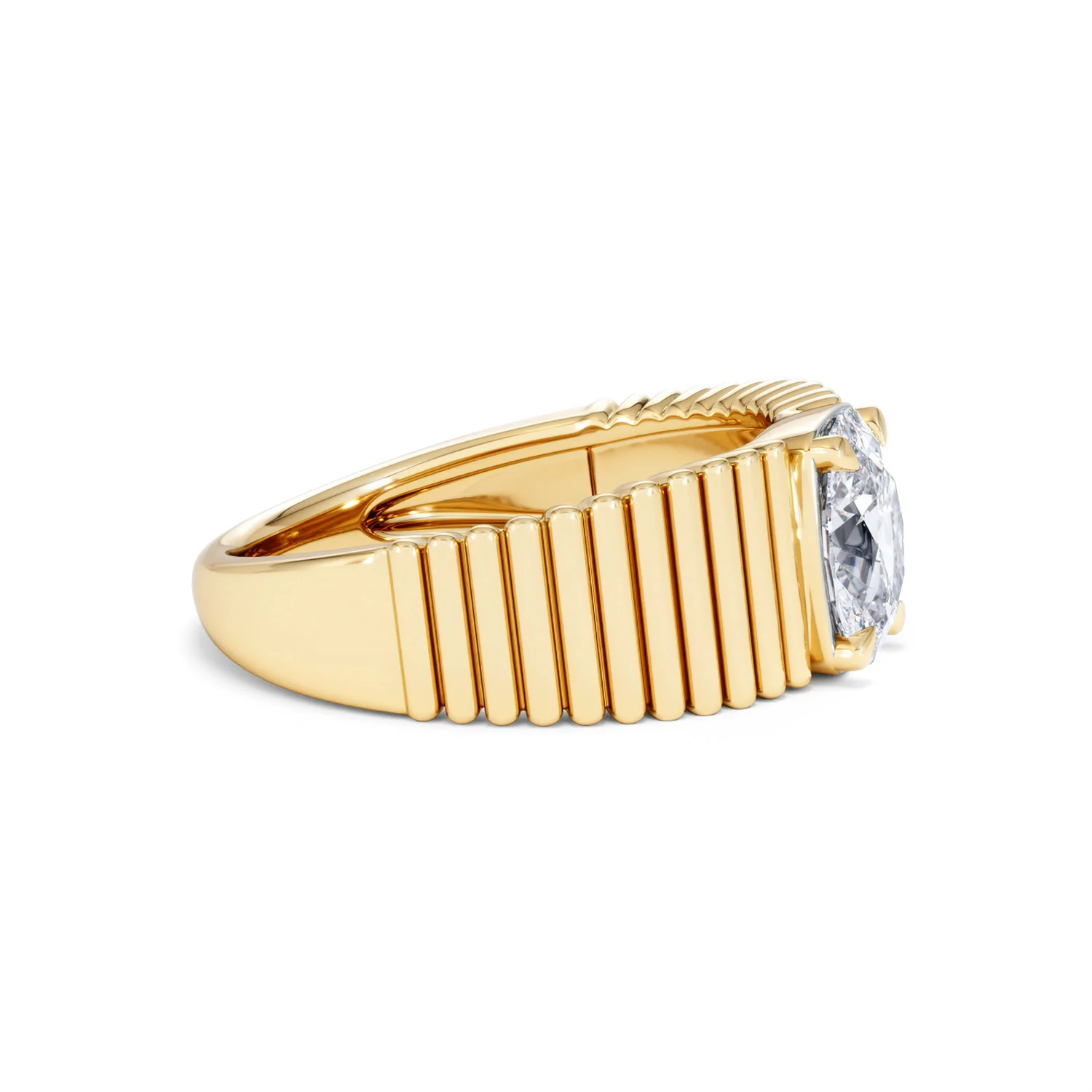 Flute 1.00ct Oval Cut Lab Grown Diamond Solitaire Ring 18K Yellow Gold - Image 24