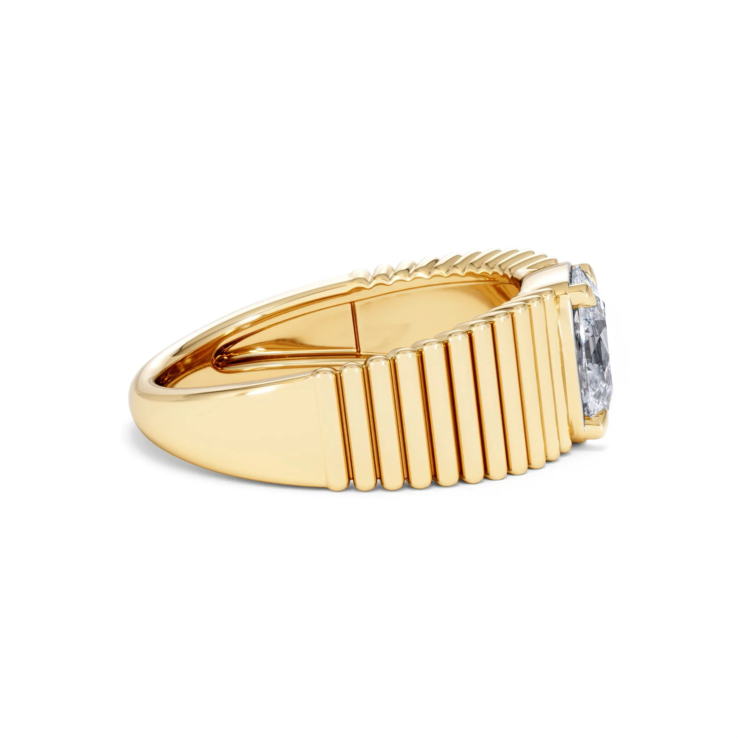 Flute 1.00ct Oval Cut Lab Grown Diamond Solitaire Ring 18K Yellow Gold - Image 27