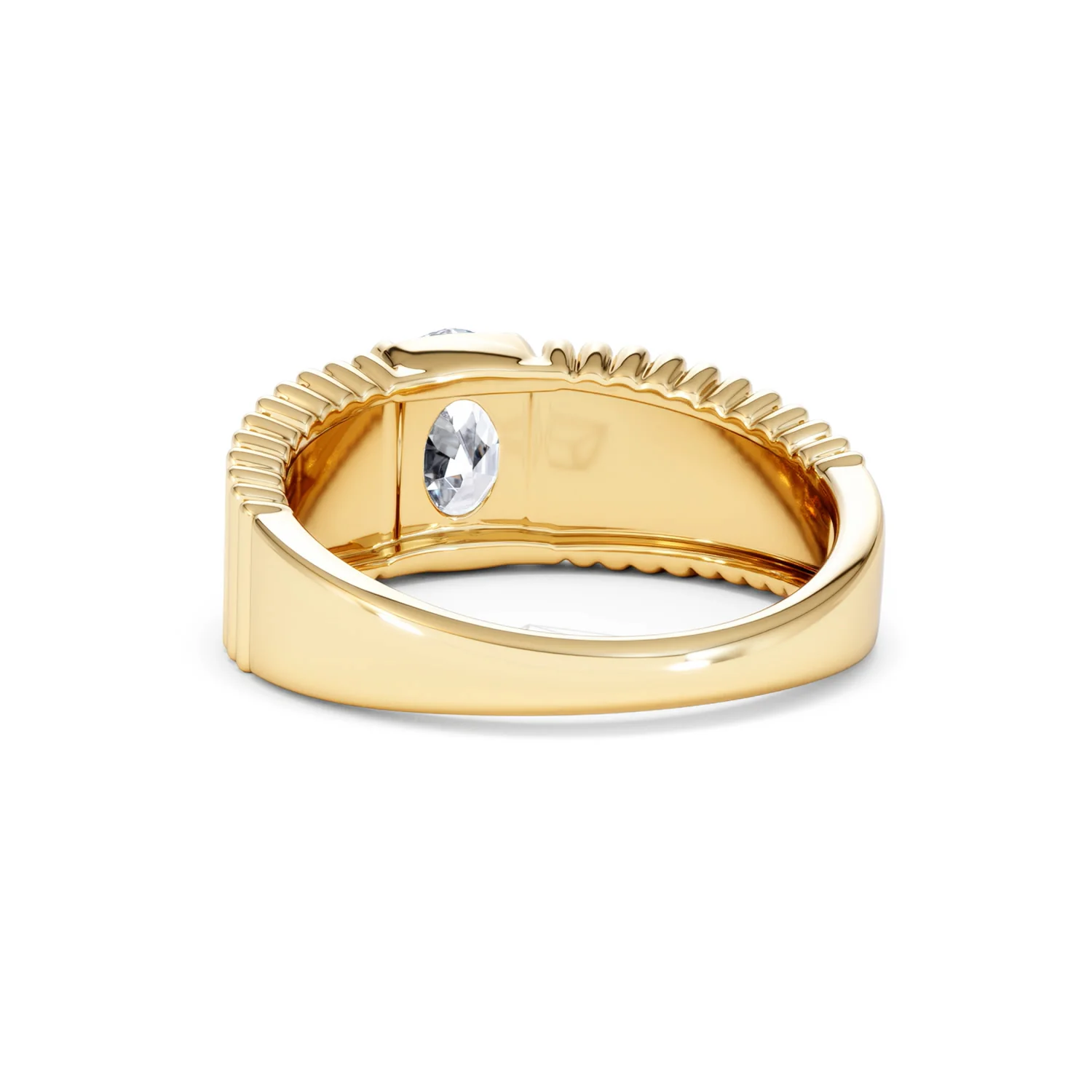 Flute 1.00ct Oval Cut Lab Grown Diamond Solitaire Ring 18K Yellow Gold - Image 51