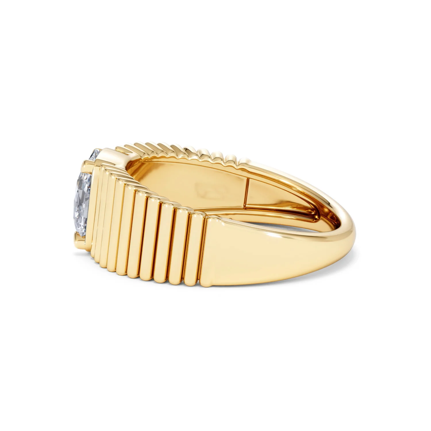 Flute 1.00ct Oval Cut Lab Grown Diamond Solitaire Ring 18K Yellow Gold - Image 65