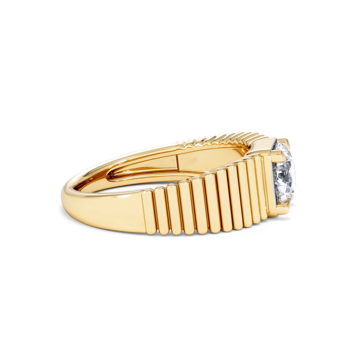Flute 1.00ct Round Cut Lab Grown Diamond Solitaire Ring in 18K Yellow Gold - Image 27
