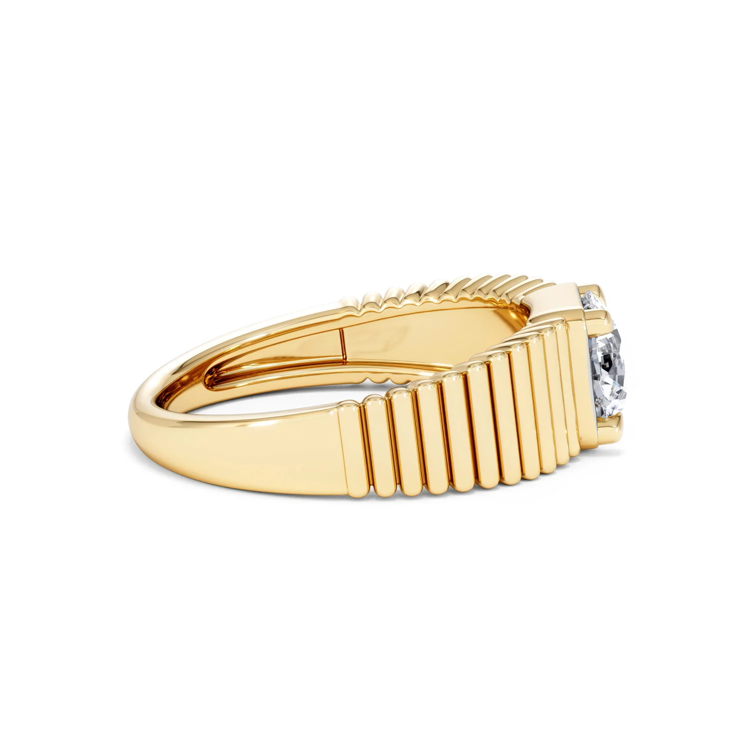Flute 1.00ct Round Cut Lab Grown Diamond Solitaire Ring in 18K Yellow Gold - Image 29