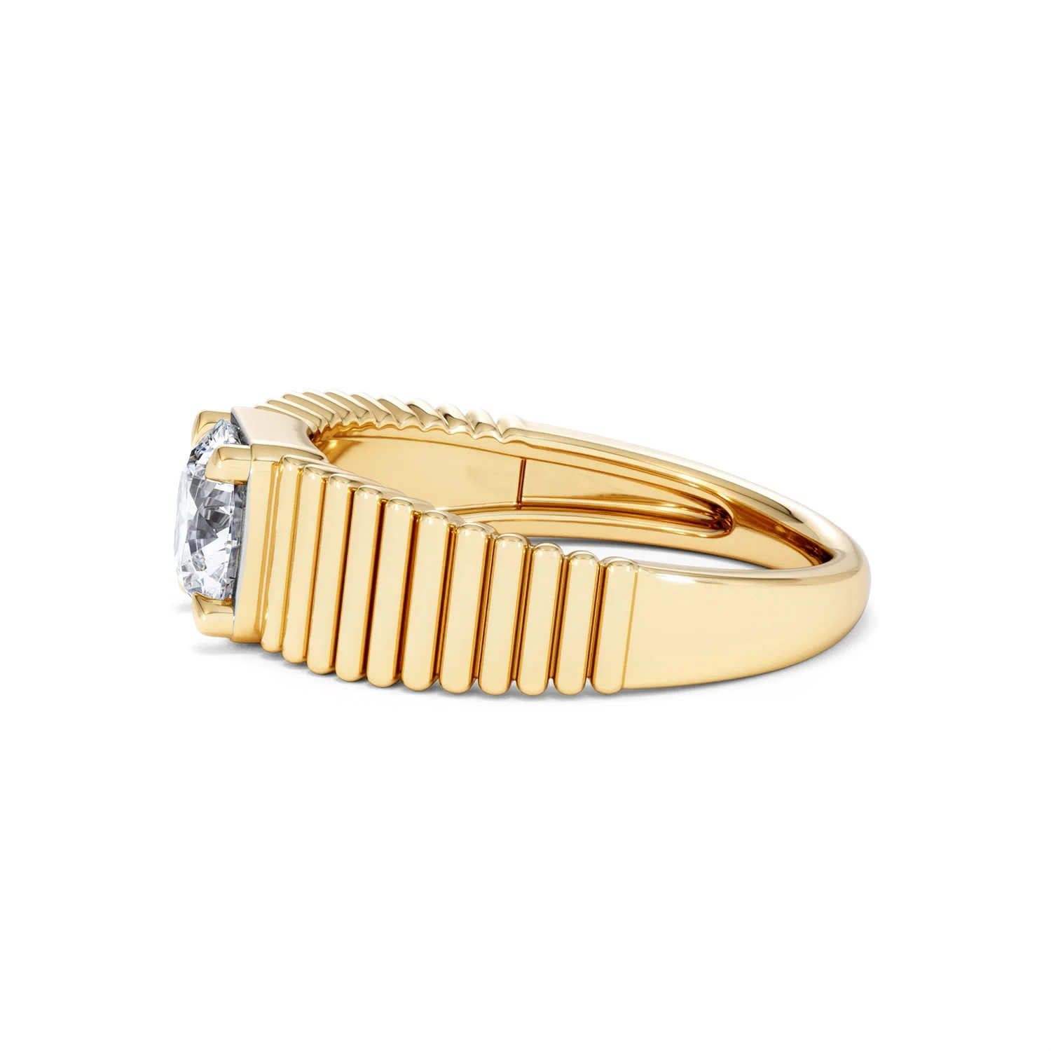 Flute 1.00ct Round Cut Lab Grown Diamond Solitaire Ring in 18K Yellow Gold - Image 71