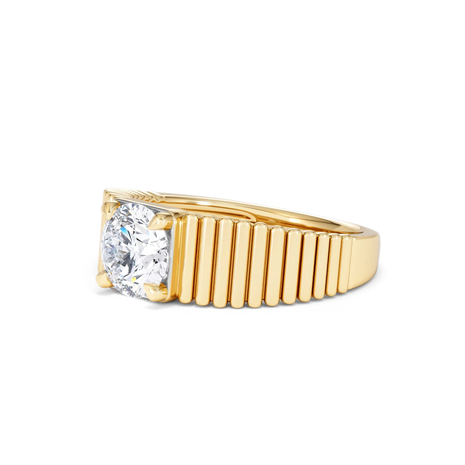Flute 1.00ct Round Cut Lab Grown Diamond Solitaire Ring in 18K Yellow Gold - Image 79