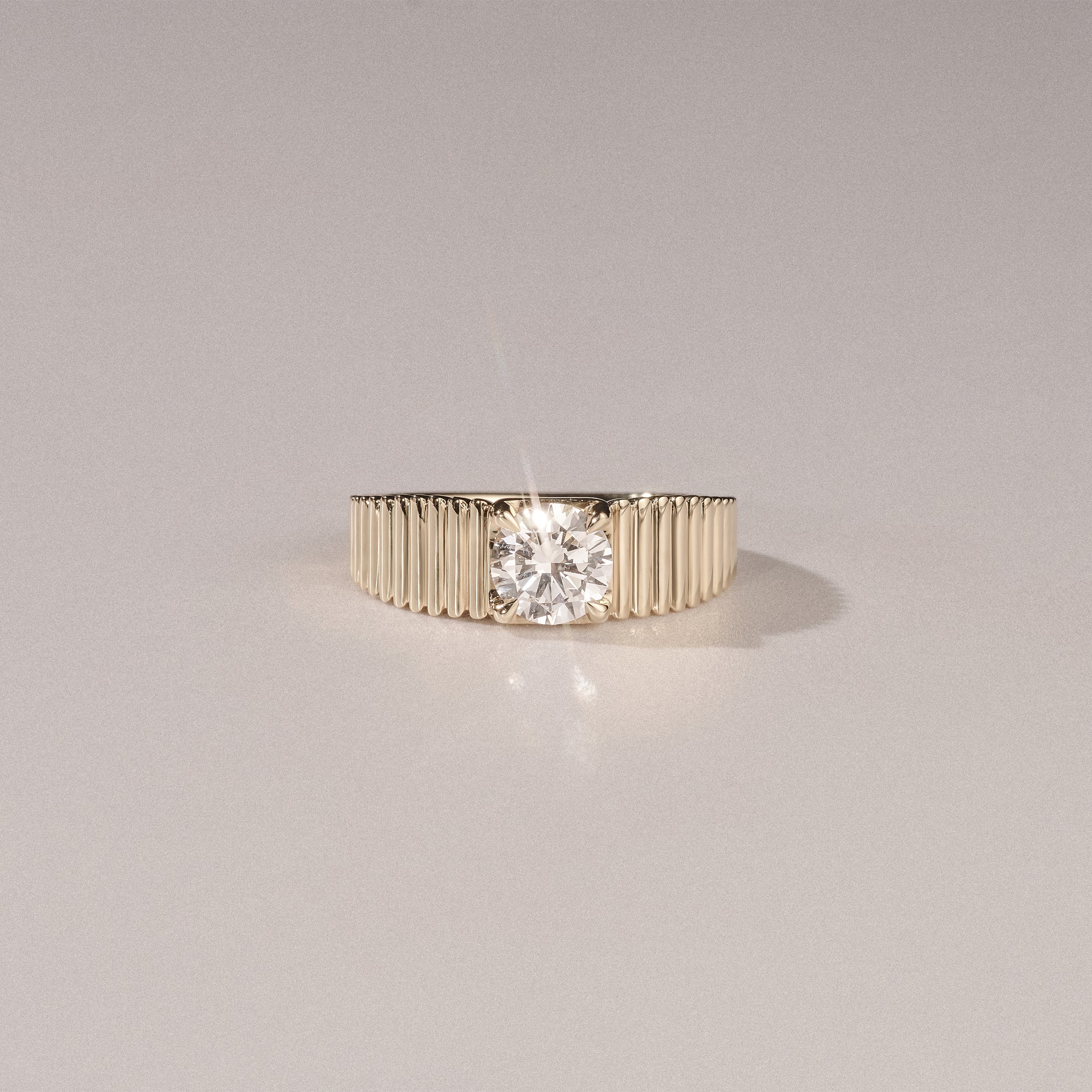 Flute 1.00ct Round Cut Lab Grown Diamond Solitaire Ring in 18K Yellow Gold - Image 8