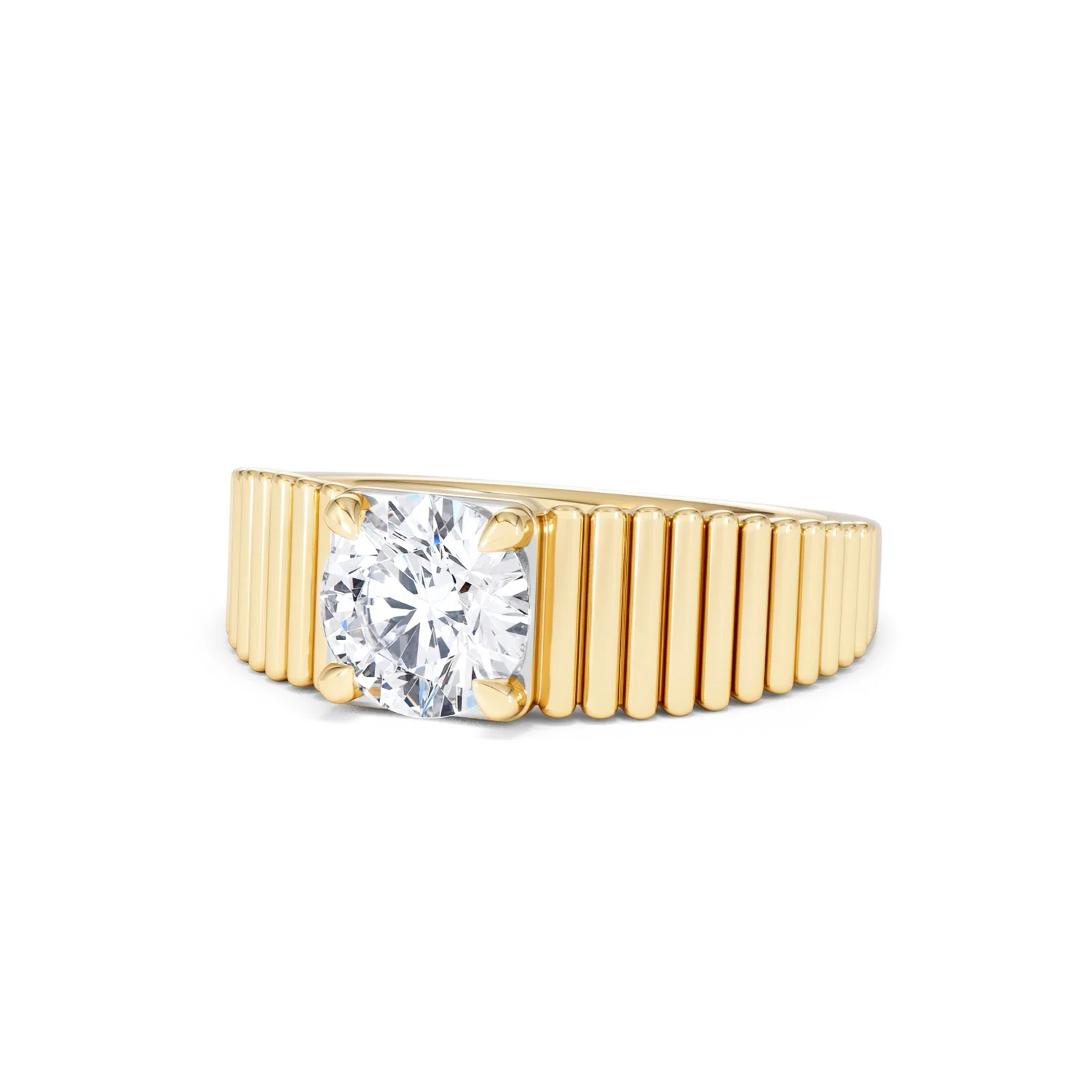 Flute 1.00ct Round Cut Lab Grown Diamond Solitaire Ring in 18K Yellow Gold - Image 84