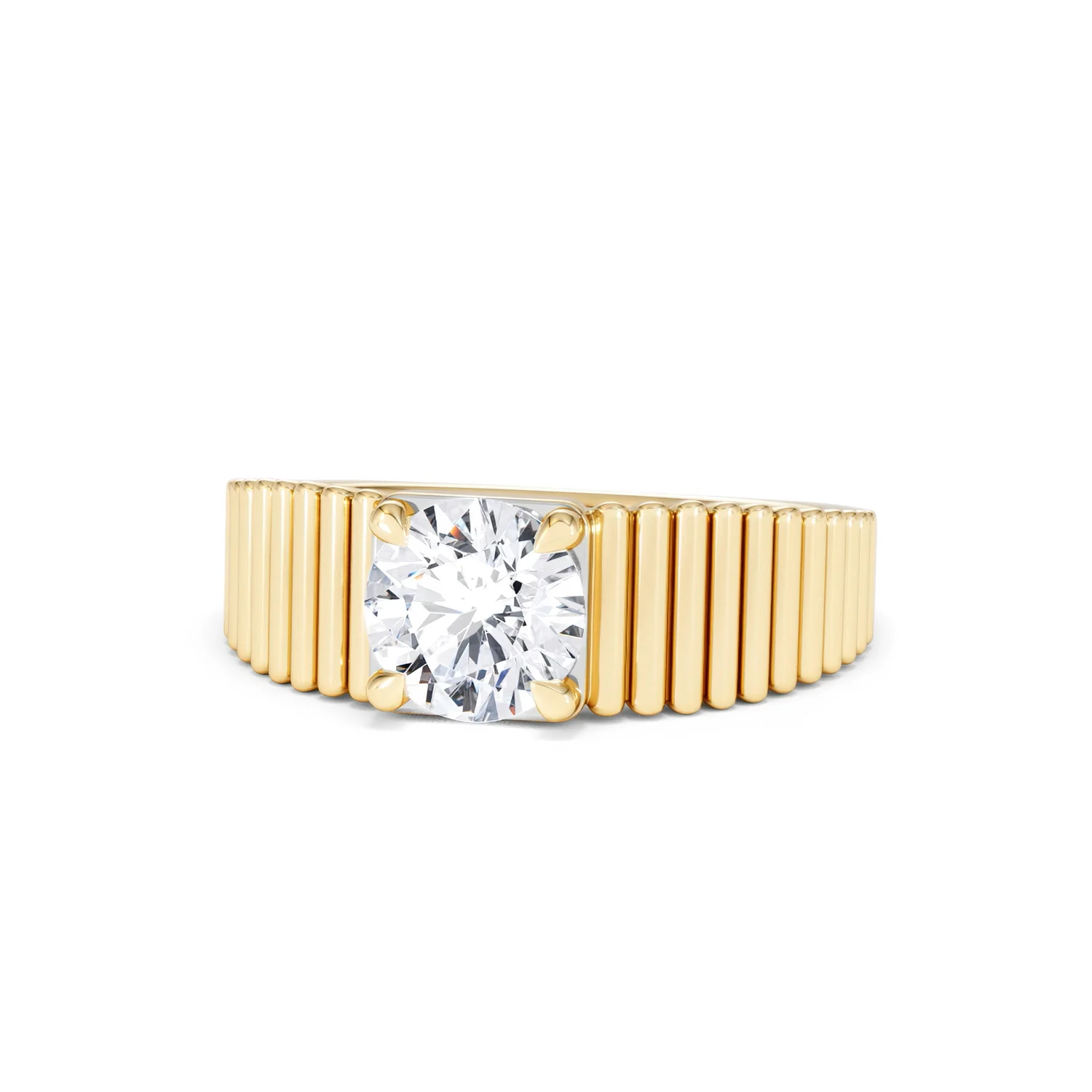 Flute 1.00ct Round Cut Lab Grown Diamond Solitaire Ring in 18K Yellow Gold - Image 86