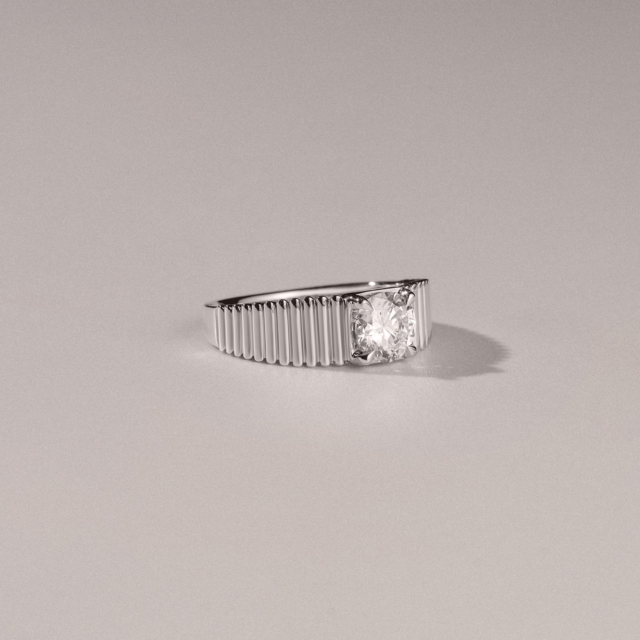 Flute 1.00ct Round Cut Lab Grown Diamond Solitaire Ring in Platinum - Image 6