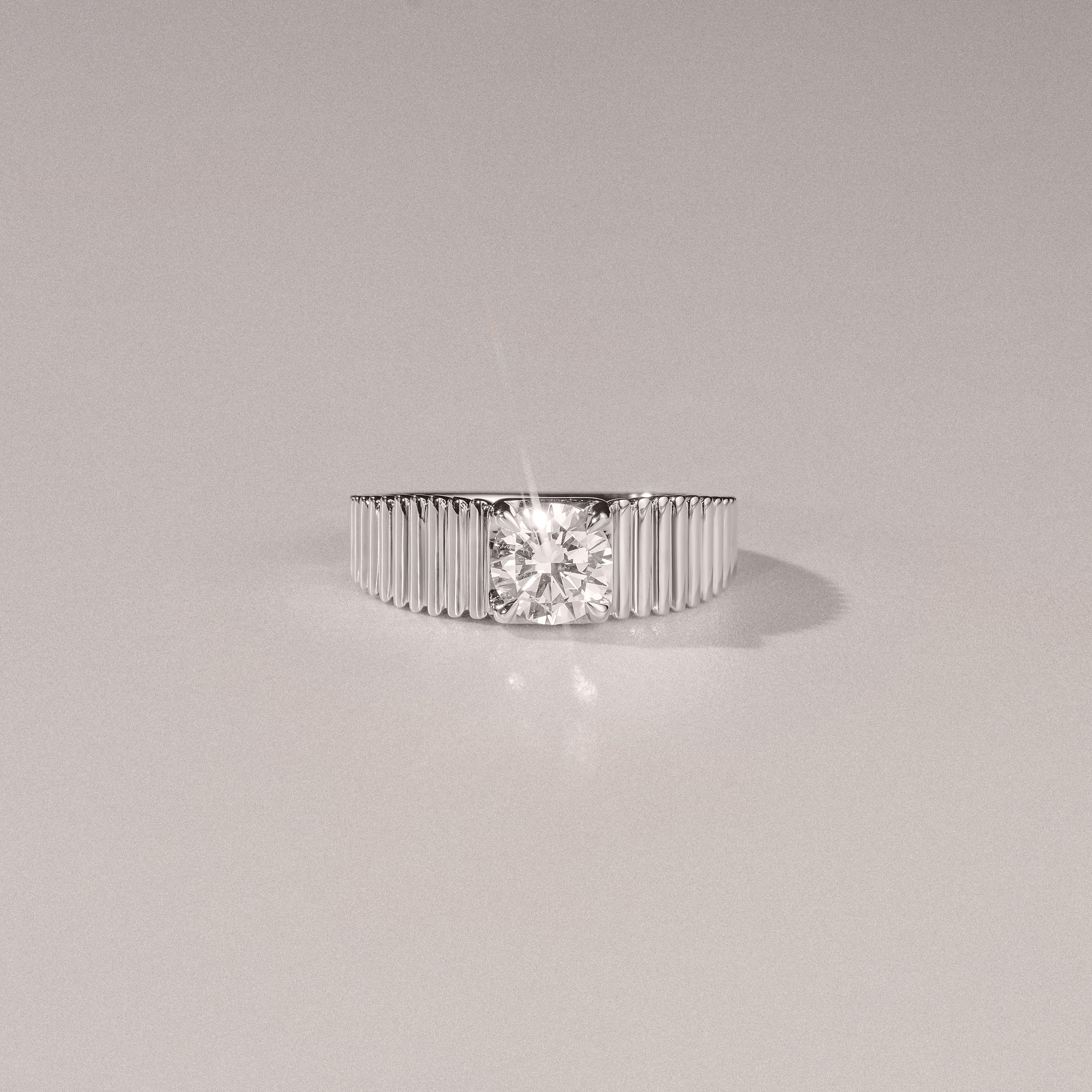Flute 1.00ct Round Cut Lab Grown Diamond Solitaire Ring in Platinum - Image 8