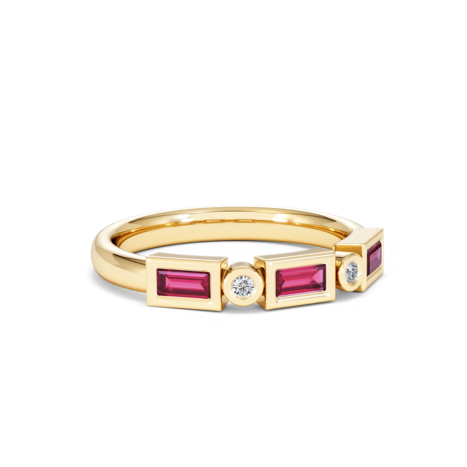 Forme 0.37ct Baguette Cut Lab Ruby 5 Stone Ring in 18K Gold Vermeil - Image 13