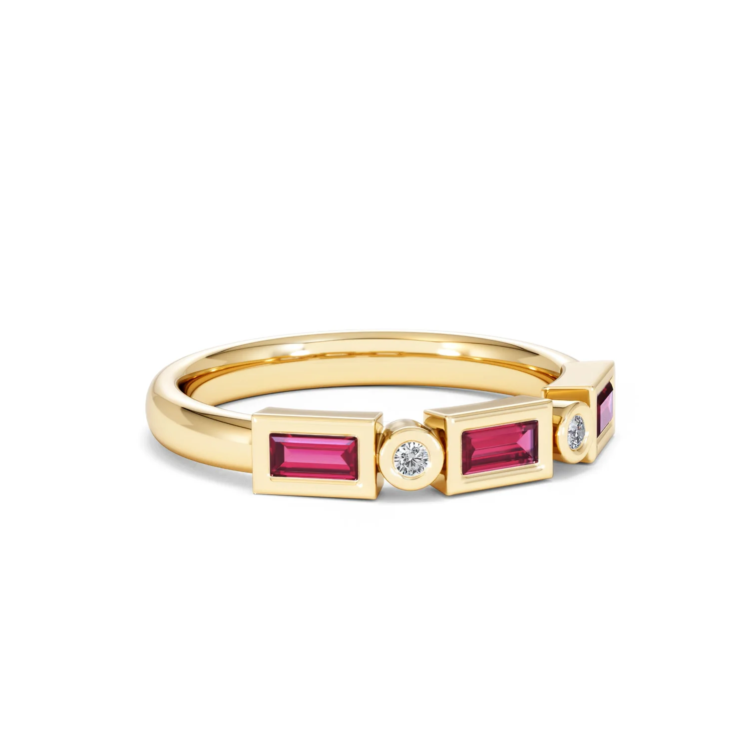 Forme 0.37ct Baguette Cut Lab Ruby 5 Stone Ring in 18K Gold Vermeil - Image 14