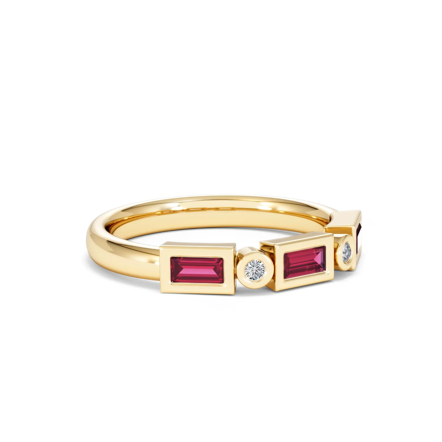 Forme 0.37ct Baguette Cut Lab Ruby 5 Stone Ring in 18K Gold Vermeil - Image 15