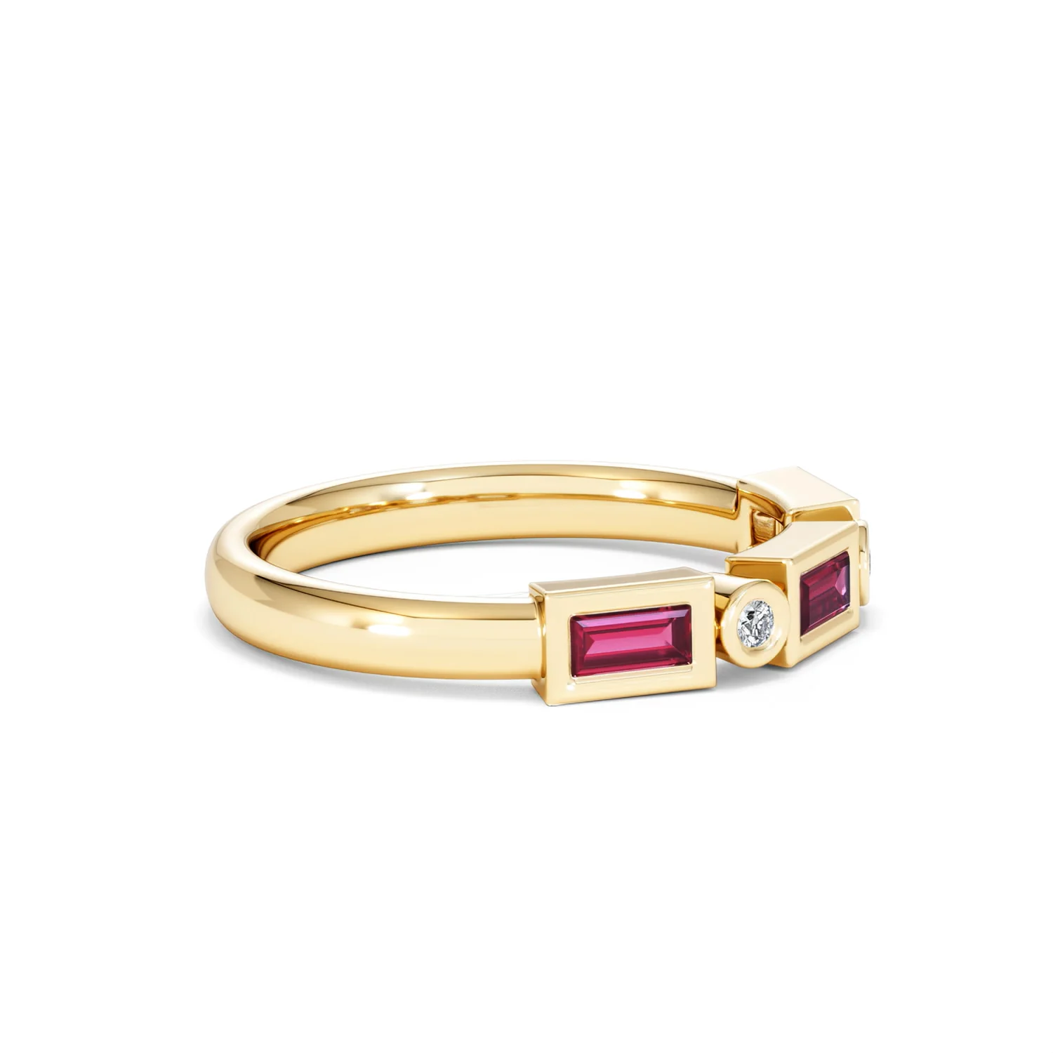 Forme 0.37ct Baguette Cut Lab Ruby 5 Stone Ring in 18K Gold Vermeil - Image 21