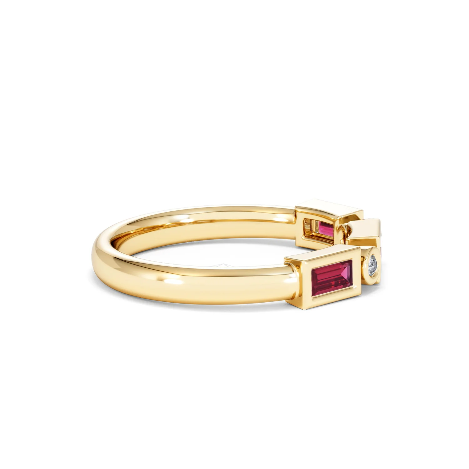 Forme 0.37ct Baguette Cut Lab Ruby 5 Stone Ring in 18K Gold Vermeil - Image 26