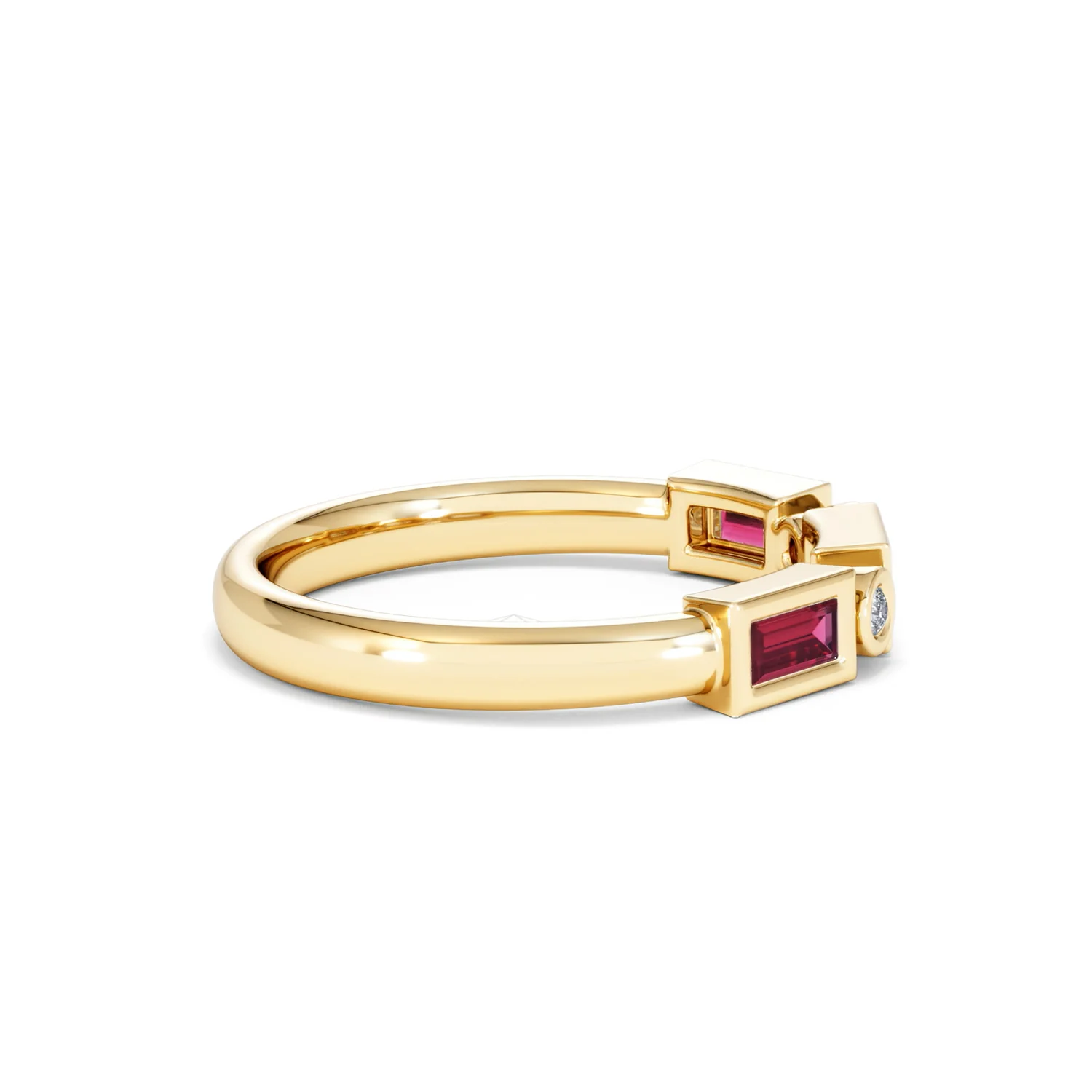 Forme 0.37ct Baguette Cut Lab Ruby 5 Stone Ring in 18K Gold Vermeil - Image 27