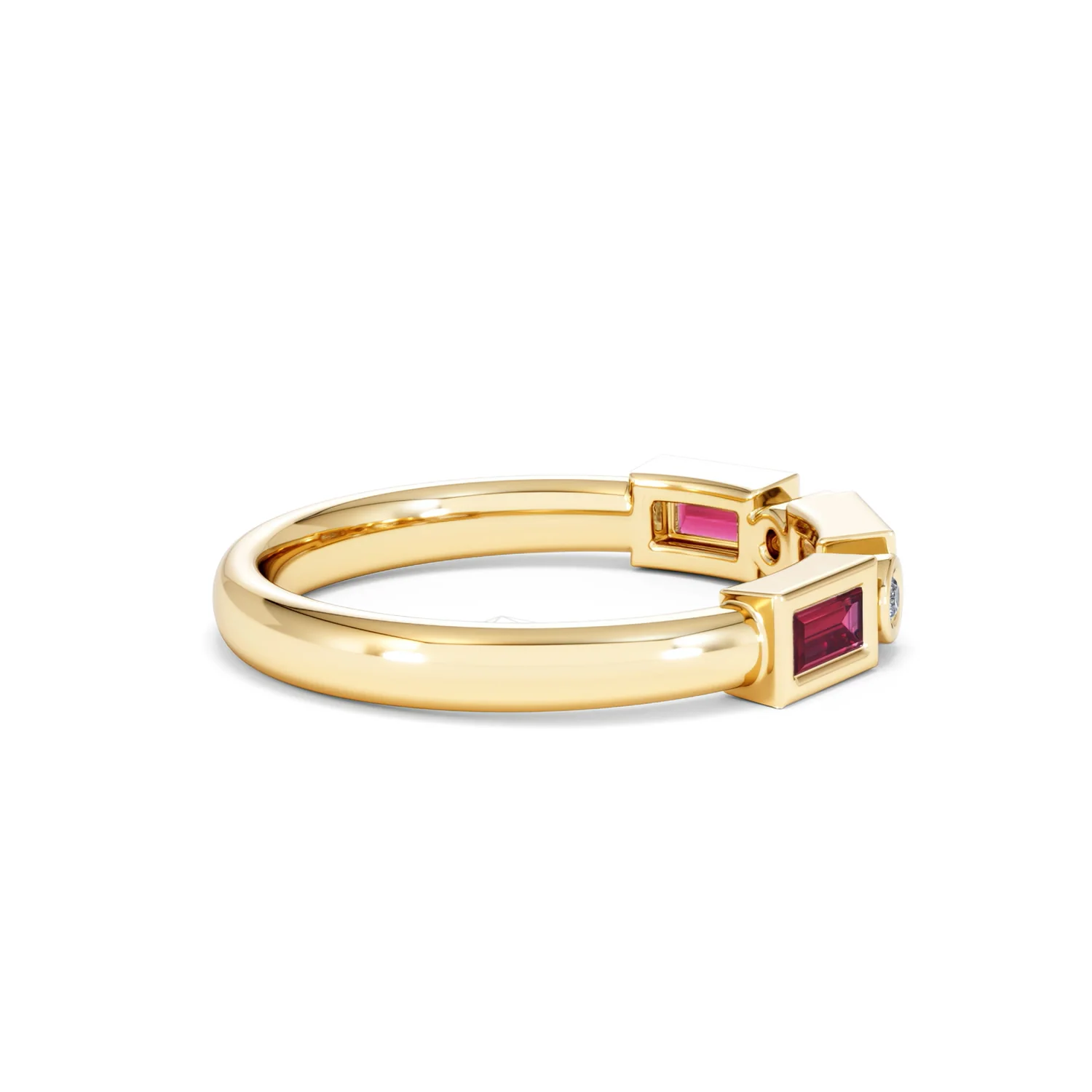 Forme 0.37ct Baguette Cut Lab Ruby 5 Stone Ring in 18K Gold Vermeil - Image 29