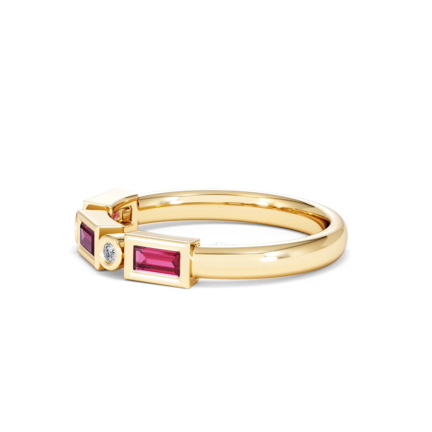 Forme 0.37ct Baguette Cut Lab Ruby 5 Stone Ring in 18K Gold Vermeil - Image 71