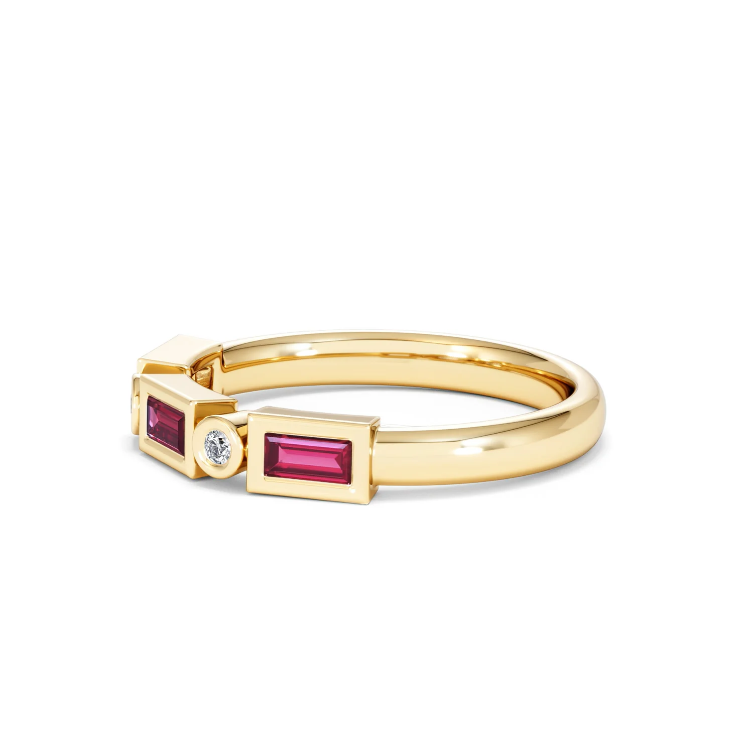 Forme 0.37ct Baguette Cut Lab Ruby 5 Stone Ring in 18K Gold Vermeil - Image 73