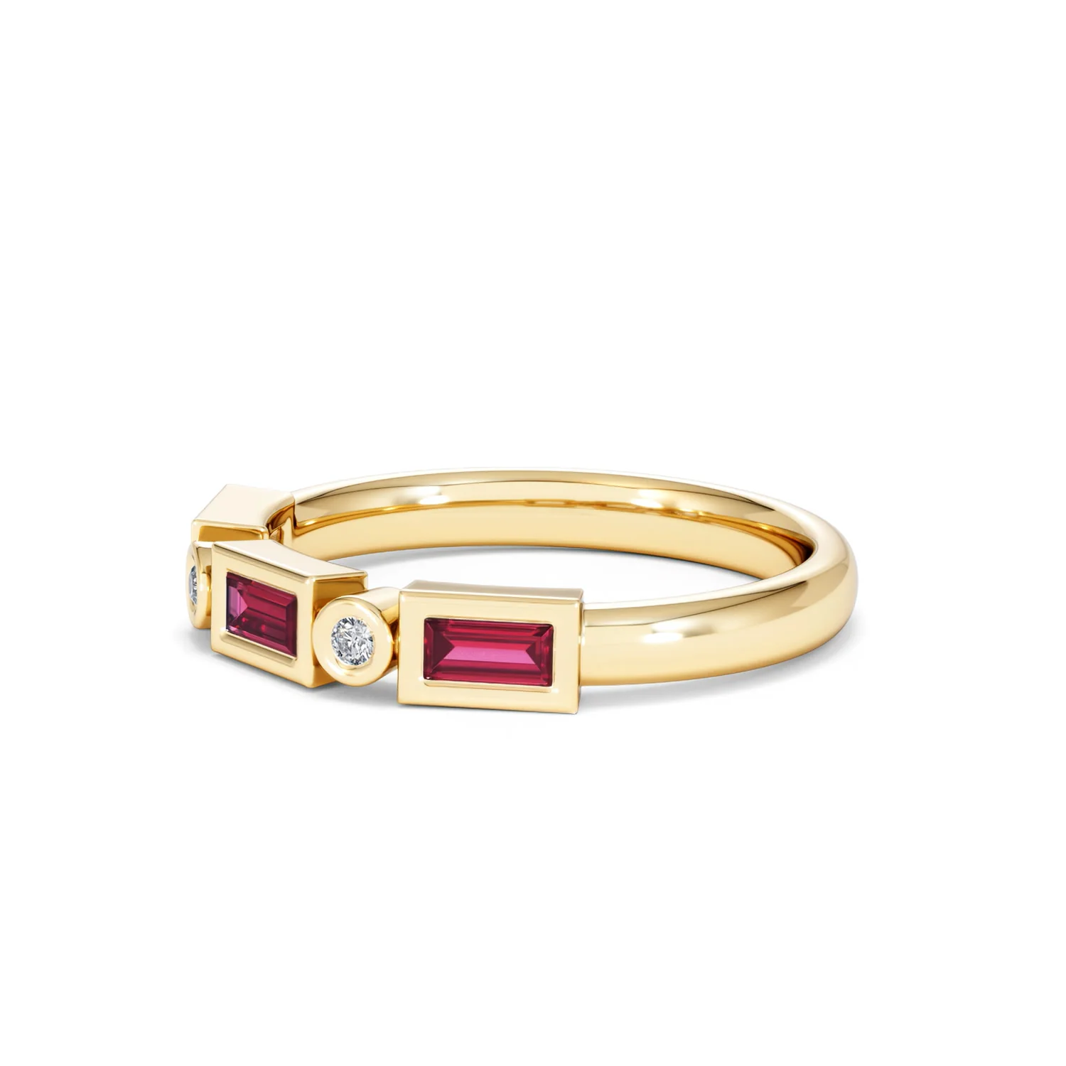 Forme 0.37ct Baguette Cut Lab Ruby 5 Stone Ring in 18K Gold Vermeil - Image 75