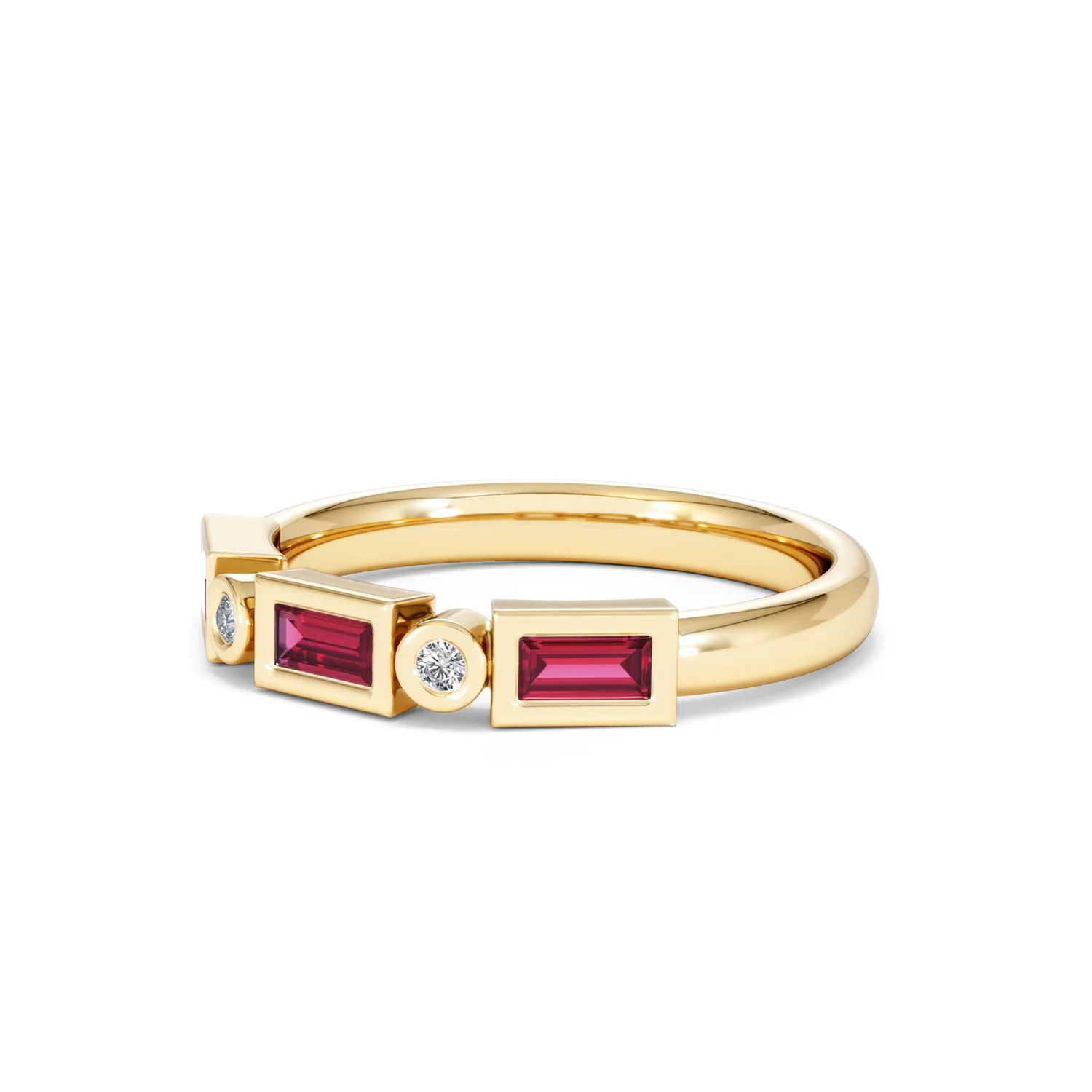 Forme 0.37ct Baguette Cut Lab Ruby 5 Stone Ring in 18K Gold Vermeil - Image 78