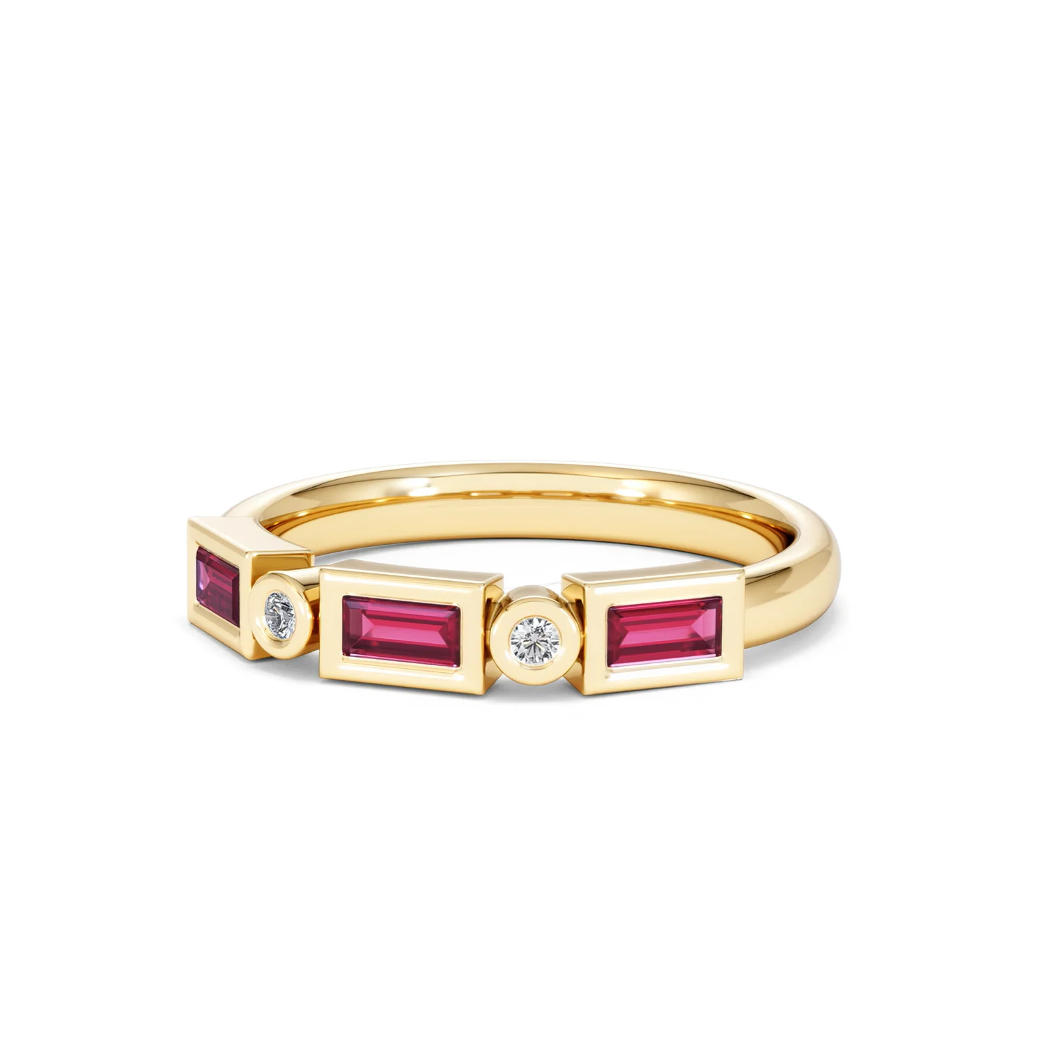 Forme 0.37ct Baguette Cut Lab Ruby 5 Stone Ring in 18K Gold Vermeil - Image 82