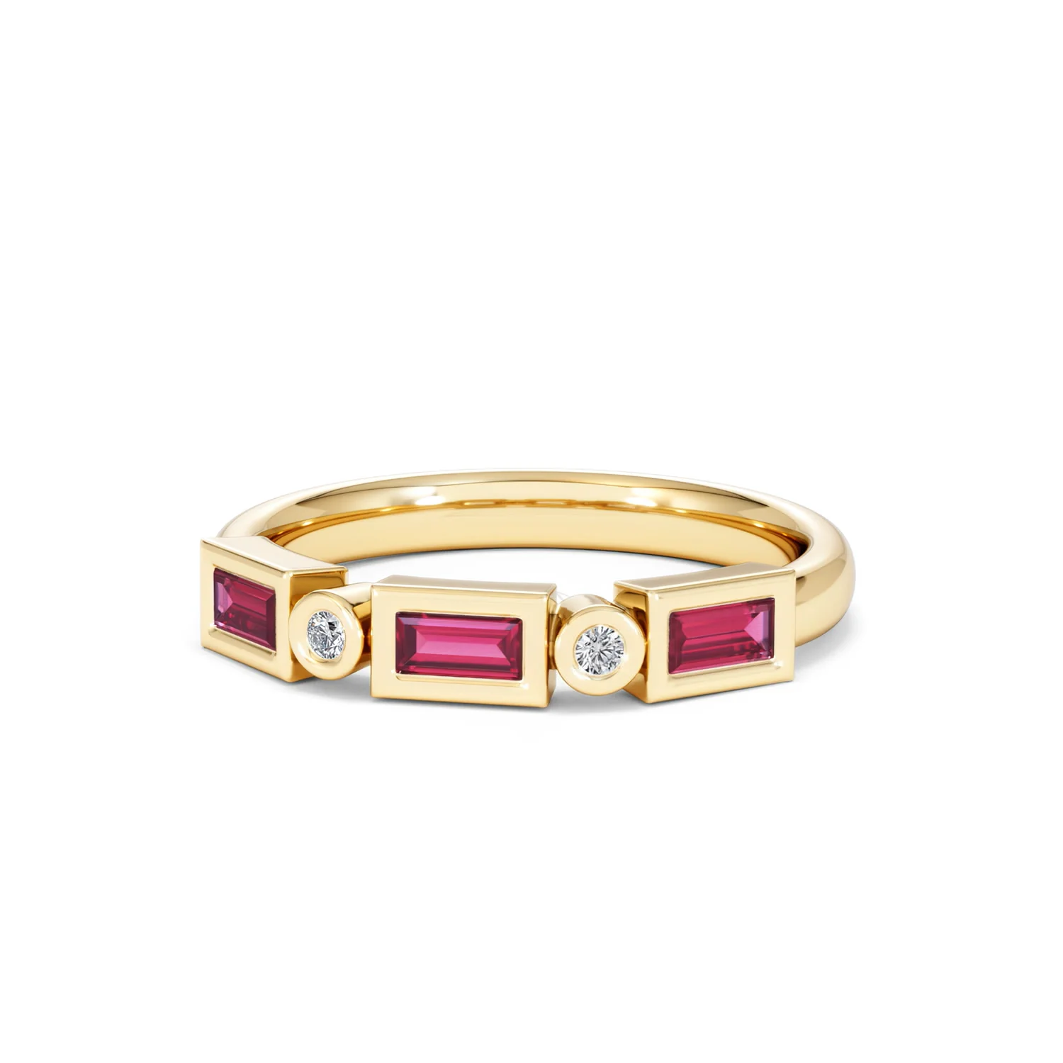 Forme 0.37ct Baguette Cut Lab Ruby 5 Stone Ring in 18K Gold Vermeil - Image 84