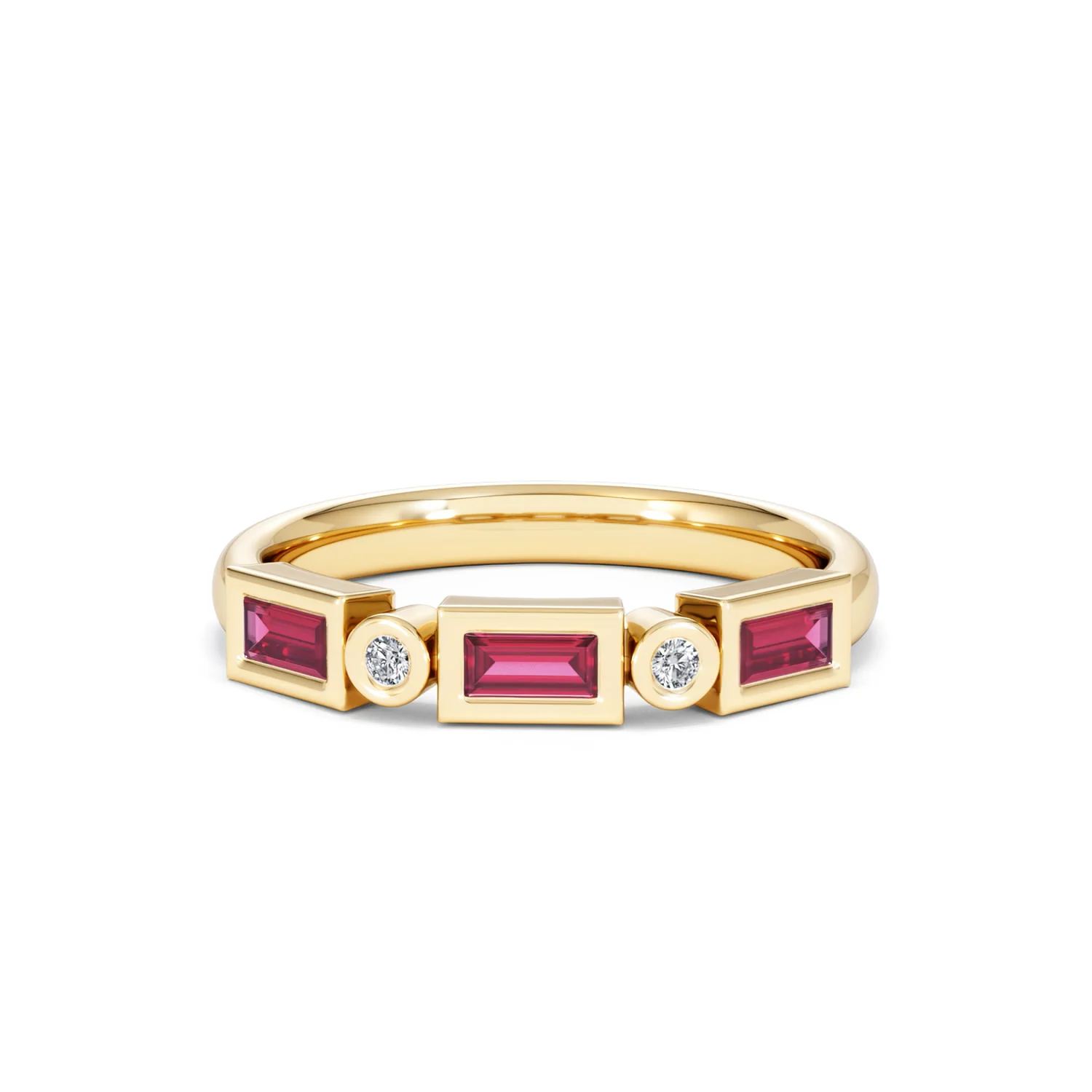 Forme 0.37ct Baguette Cut Lab Ruby 5 Stone Ring in 18K Gold Vermeil - Image 86