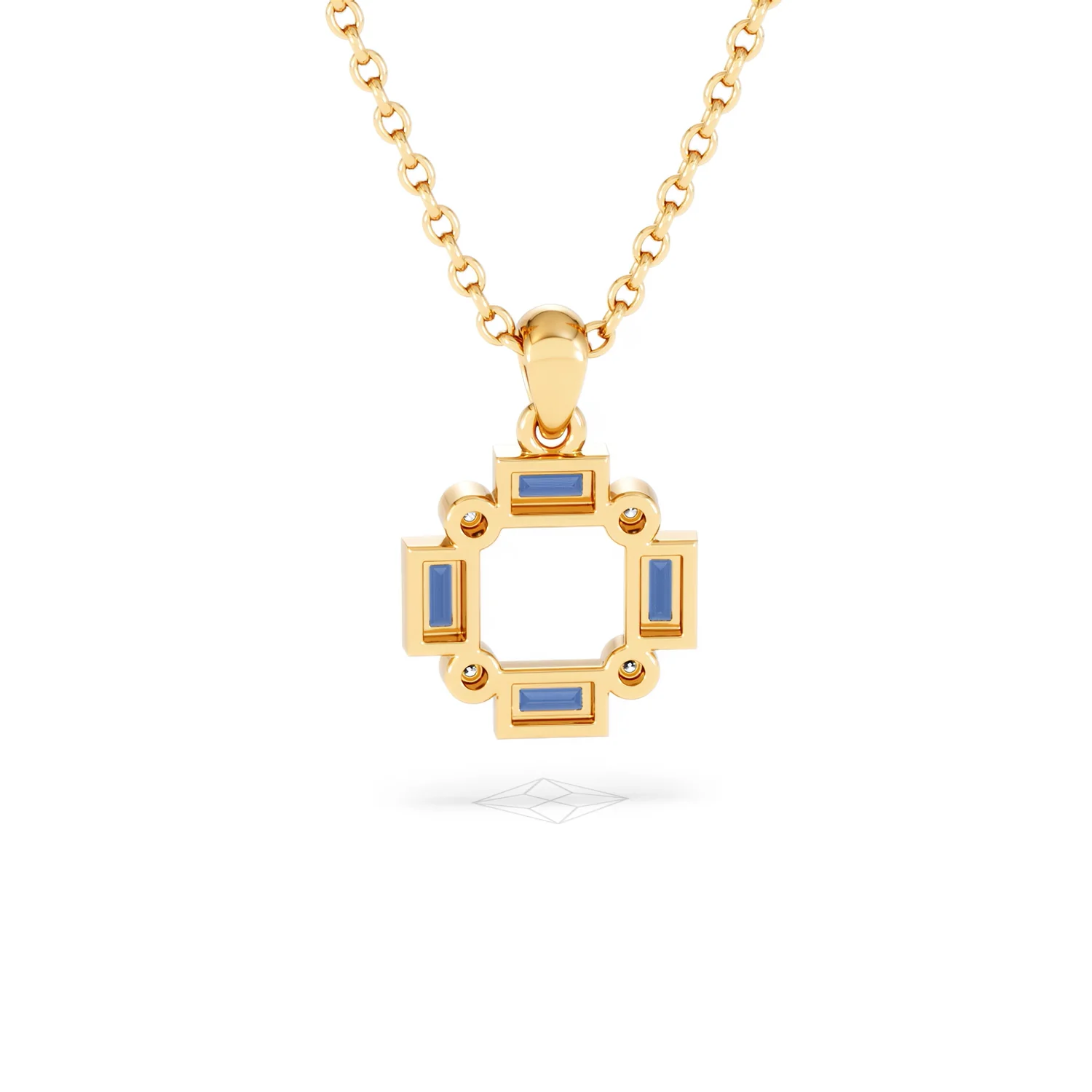 Forme 0.40ct Baguette Cut Lab Sapphire Pendant Necklace in 18K Gold Vermeil - Image 48