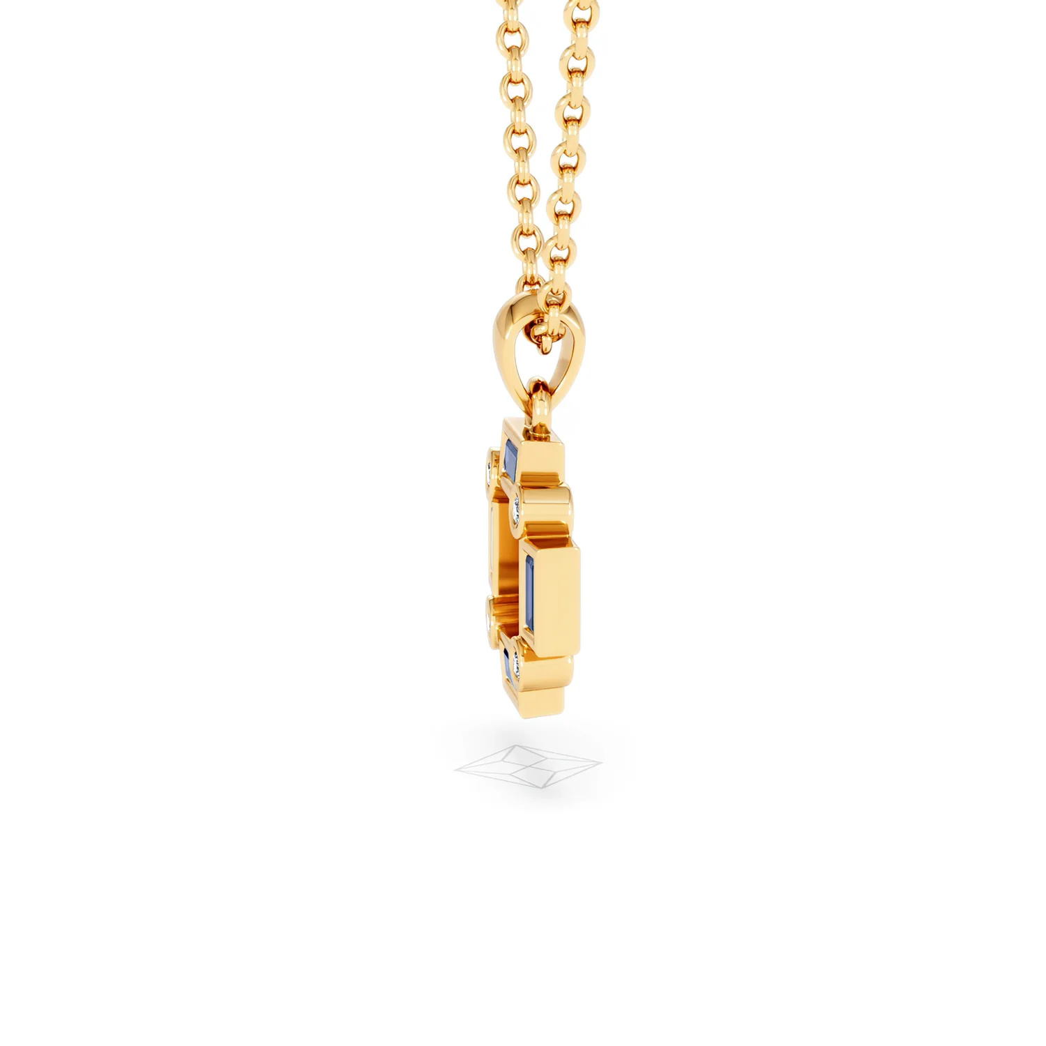 Forme 0.40ct Baguette Cut Lab Sapphire Pendant Necklace in 18K Gold Vermeil - Image 69