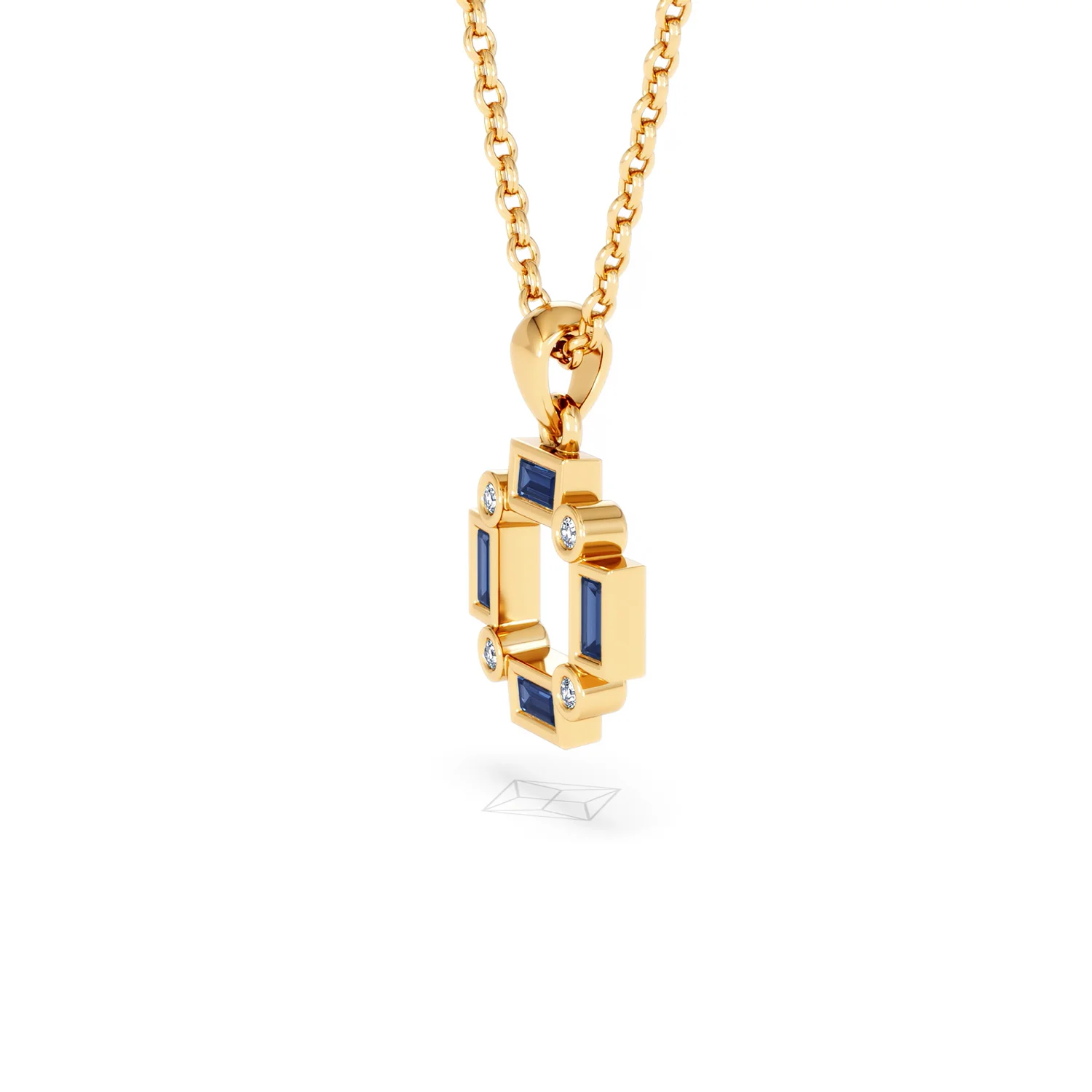 Forme 0.40ct Baguette Cut Lab Sapphire Pendant Necklace in 18K Gold Vermeil - Image 73