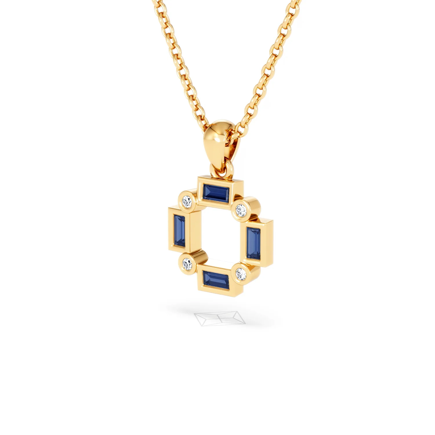 Forme 0.40ct Baguette Cut Lab Sapphire Pendant Necklace in 18K Gold Vermeil - Image 79