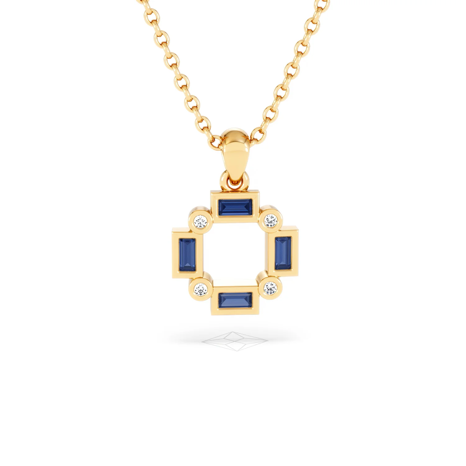 Forme 0.40ct Baguette Cut Lab Sapphire Pendant Necklace in 18K Gold Vermeil - Image 8